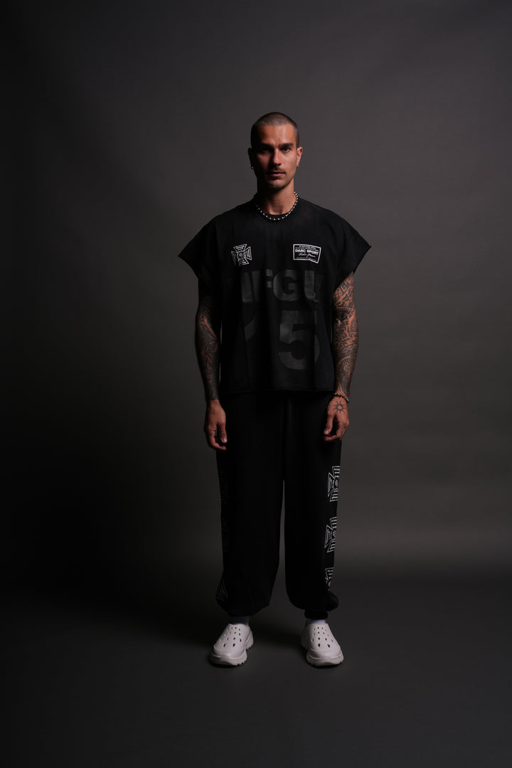 Since Day One "Grunge" Cut Off Tee in Black Drift Wash
