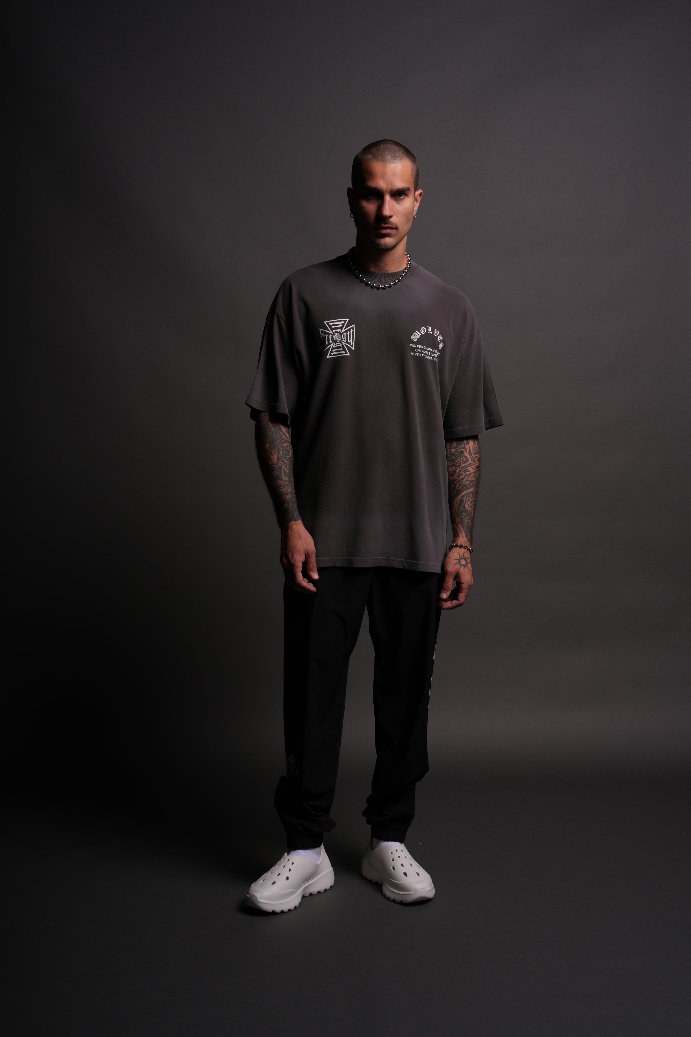 Full Send "Premium" Oversized Tee in Wolf Gray Drift Wash