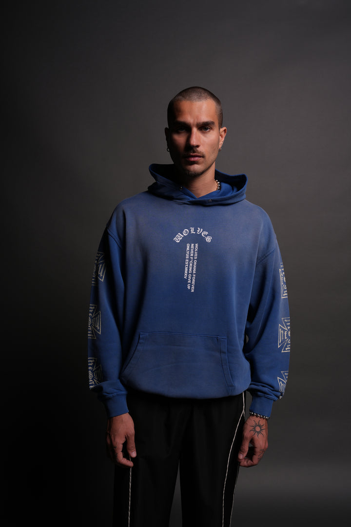 Full Send "Pierce" Hoodie in Darc Cobalt Drift Wash