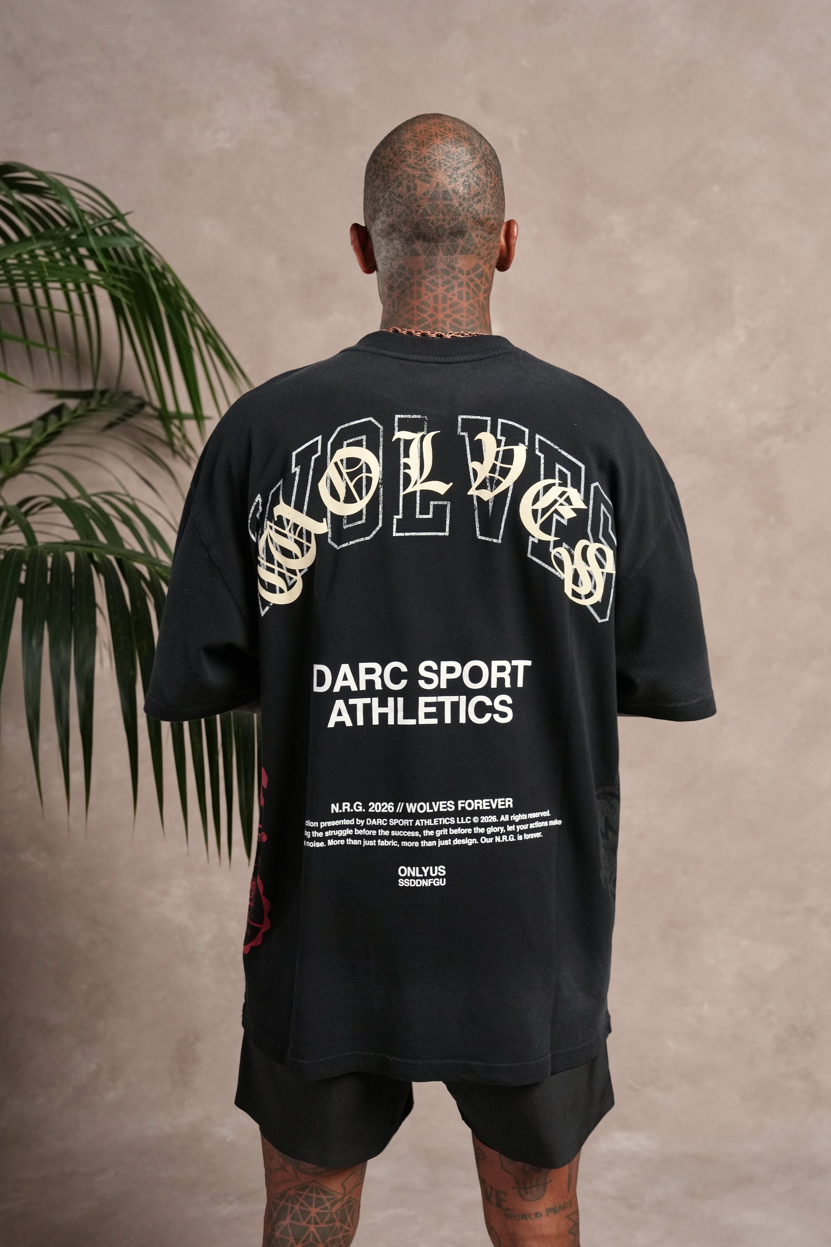 Wolves Athletics Premium Oversized Tee in Black Drift Wash