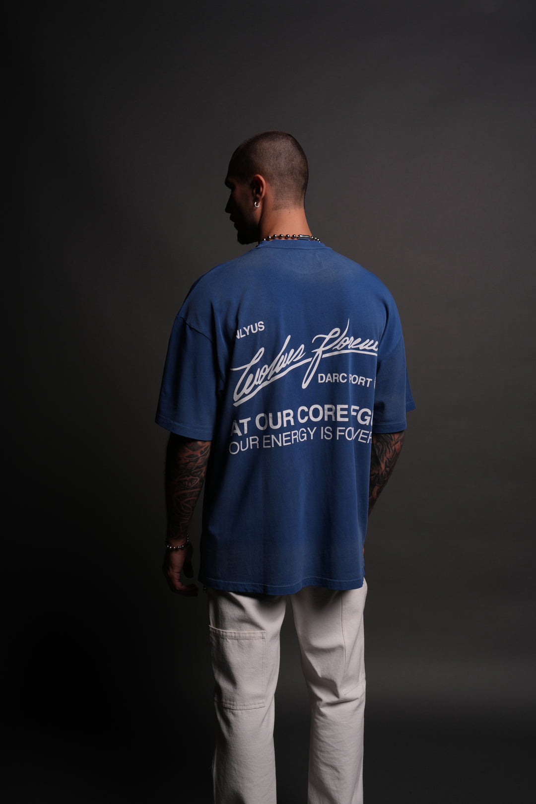 At Our Core "Premium" Oversized Tee in Darc Cobalt Drift Wash