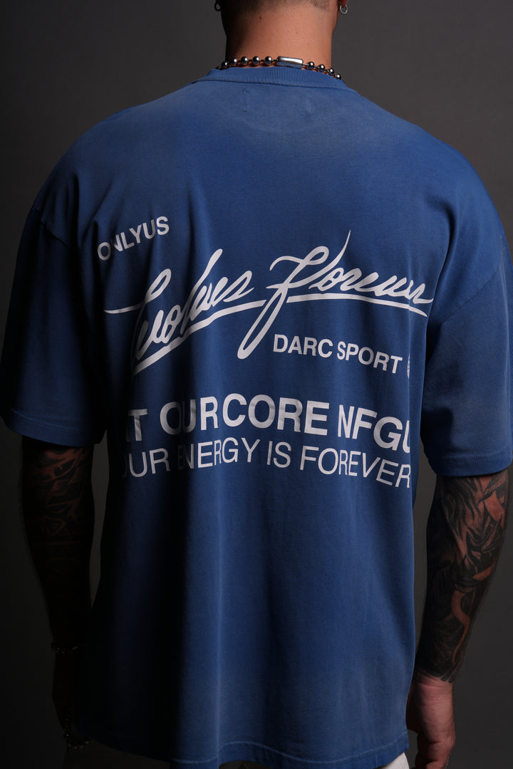 At Our Core "Premium" Oversized Tee in Darc Cobalt Drift Wash