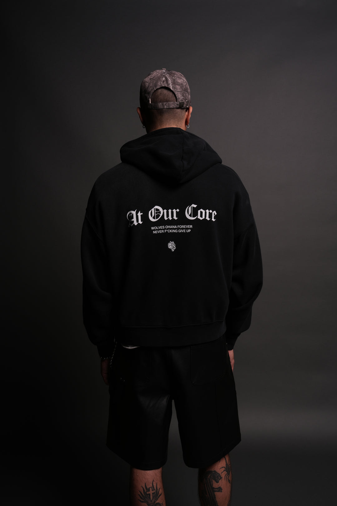 Loyal To The Core Darco Double Zip Hoodie in Black Drift Wash