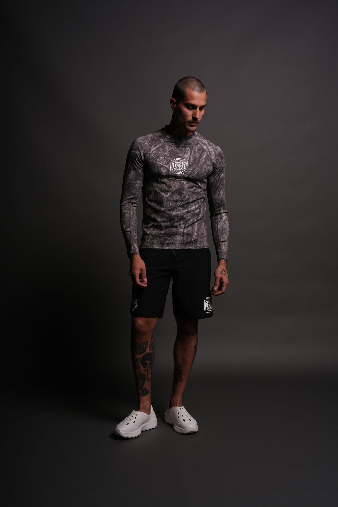 Core Rash Guard in Dusk Moss Driftwood Forest Camo