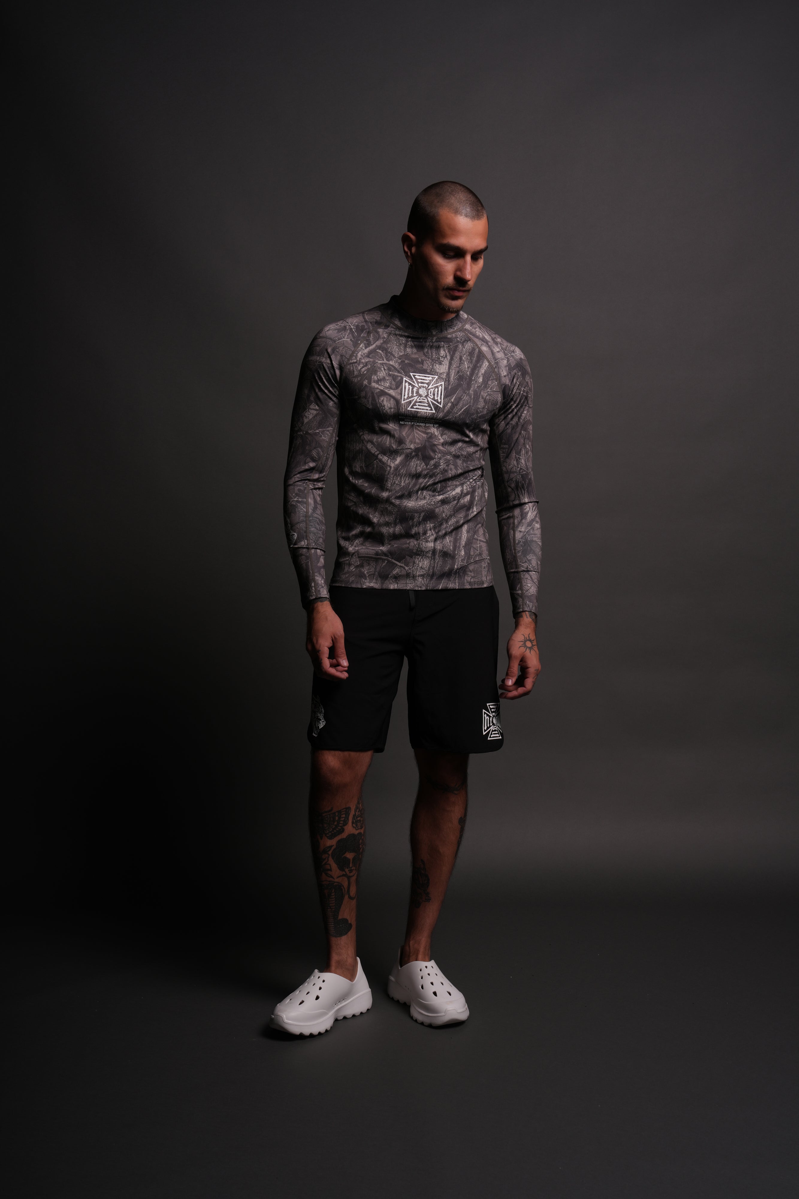 Core Rash Guard in Dusk Moss Driftwood Forest Camo