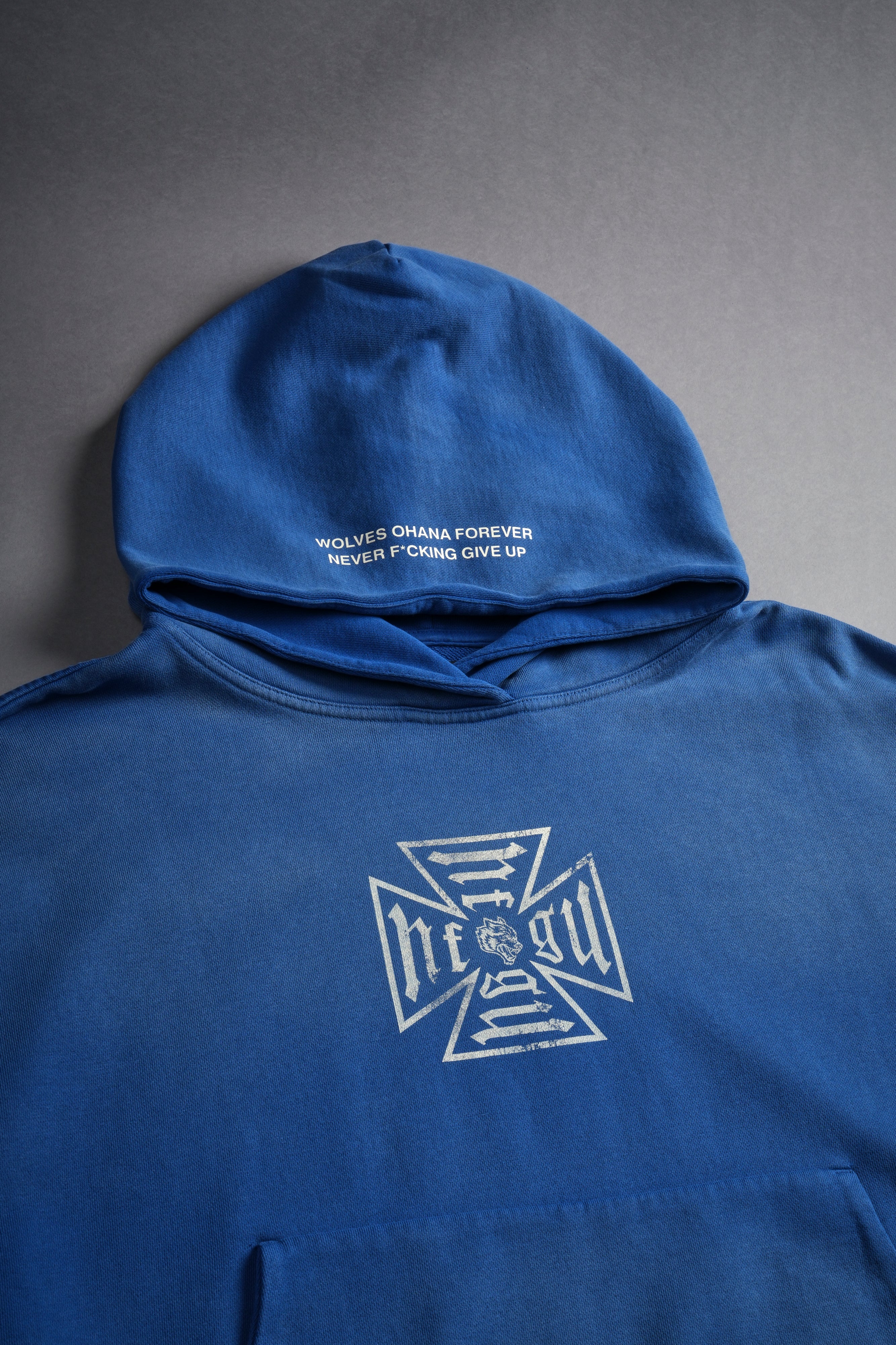 Loyal To The Core "Gage Box Cut" Grunge Hoodie in Darc Cobalt Drift Wash