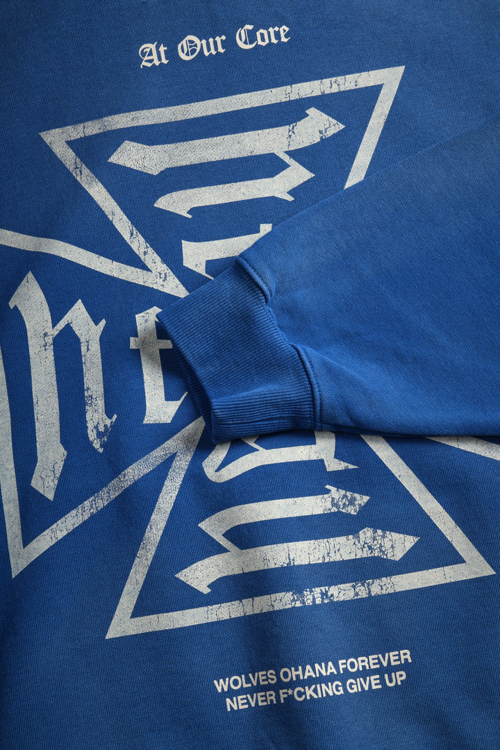 Loyal To The Core "Gage Box Cut" Grunge Hoodie in Darc Cobalt Drift Wash