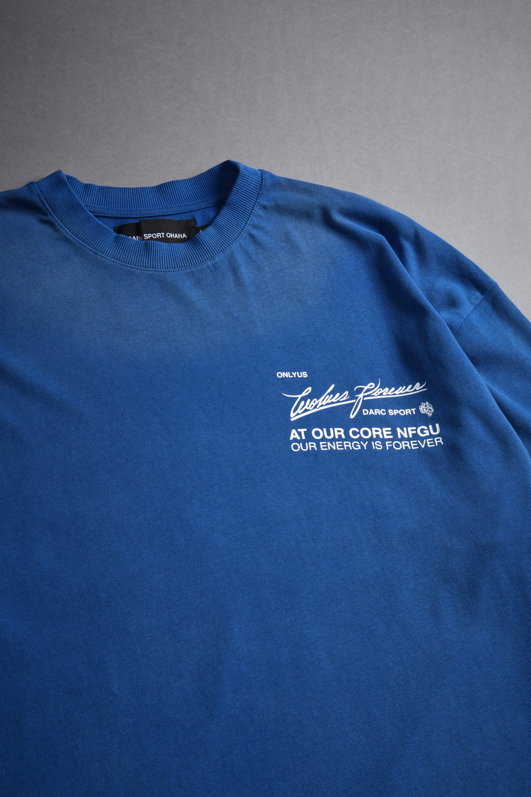 At Our Core "Premium" Oversized Tee in Darc Cobalt Drift Wash