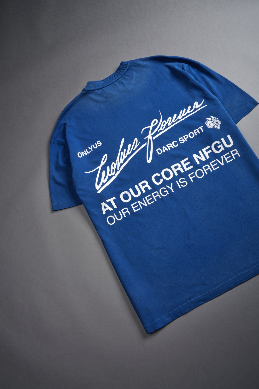 At Our Core "Premium" Oversized Tee in Darc Cobalt Drift Wash