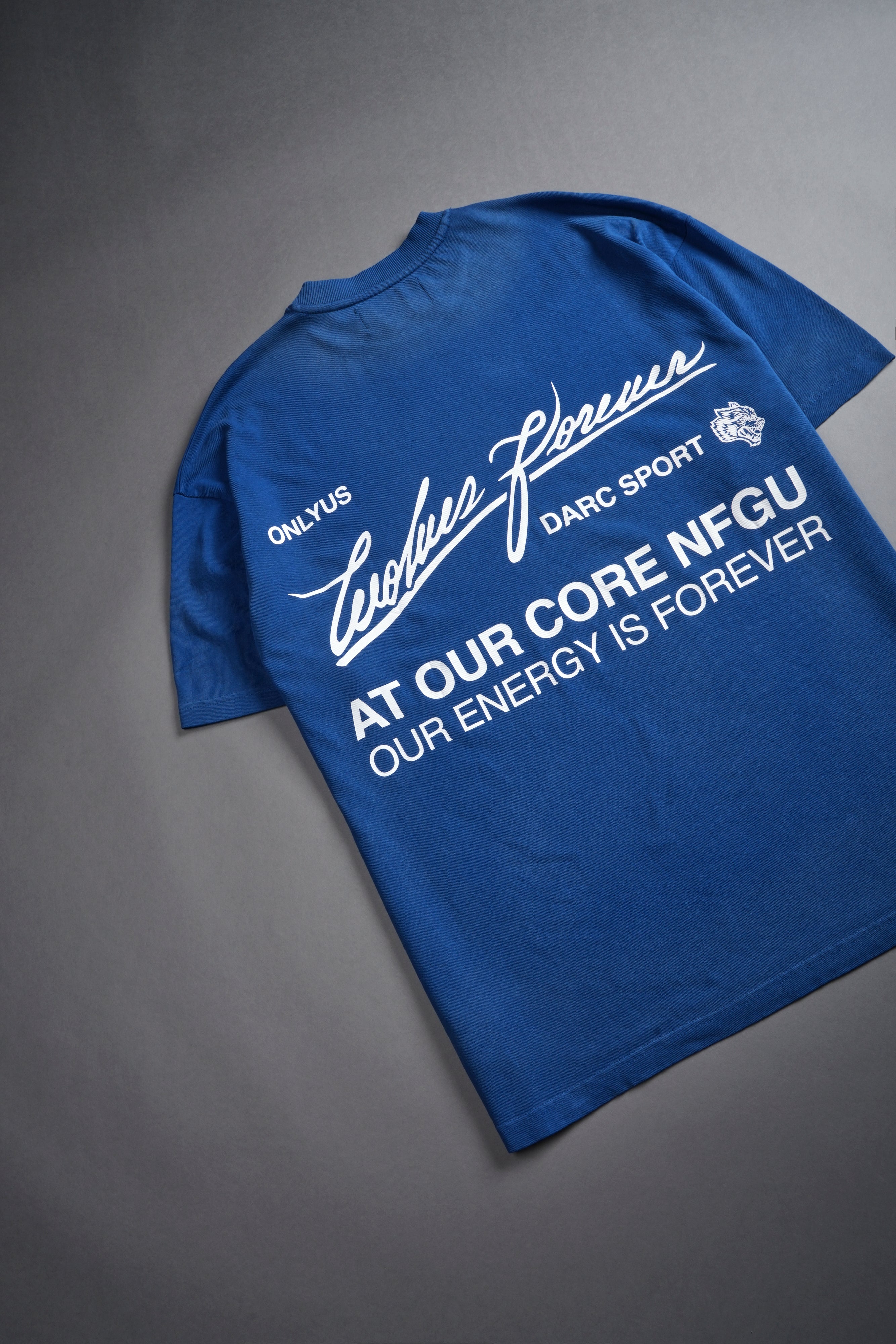 At Our Core "Premium" Oversized Tee in Darc Cobalt Drift Wash