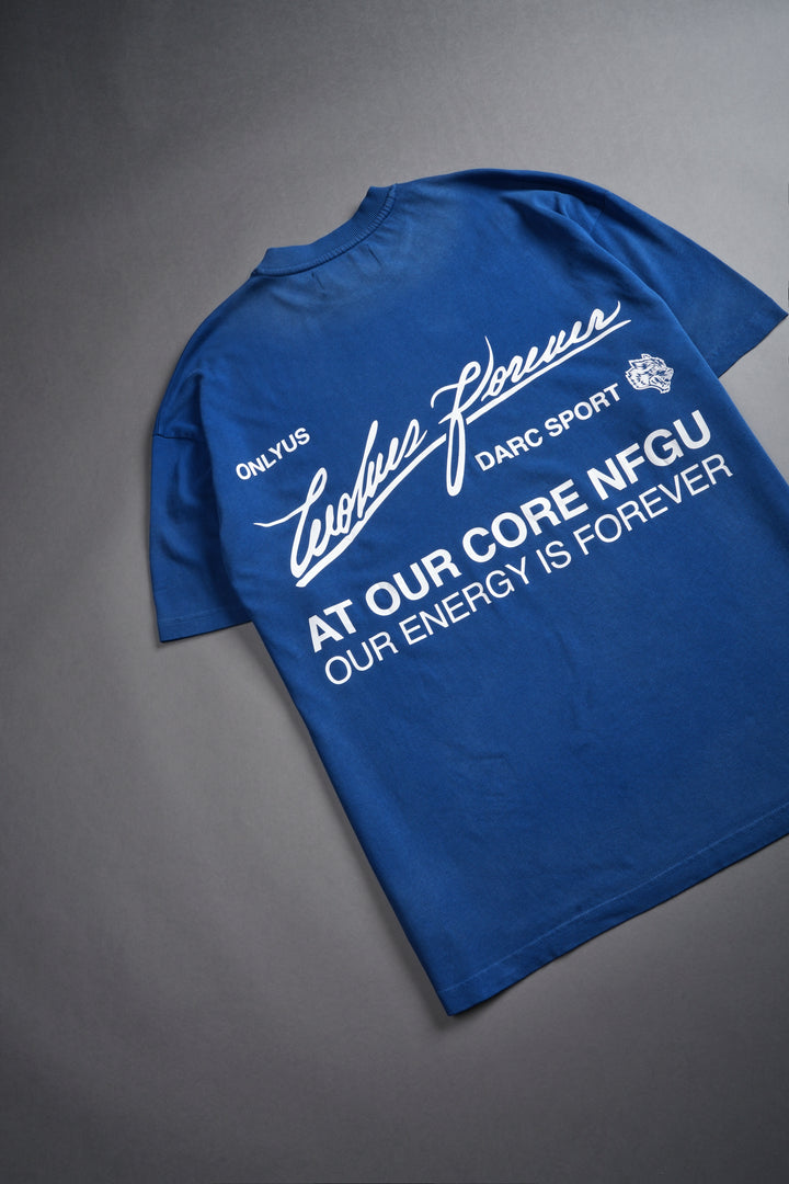 At Our Core "Premium" Oversized Tee in Darc Cobalt Drift Wash