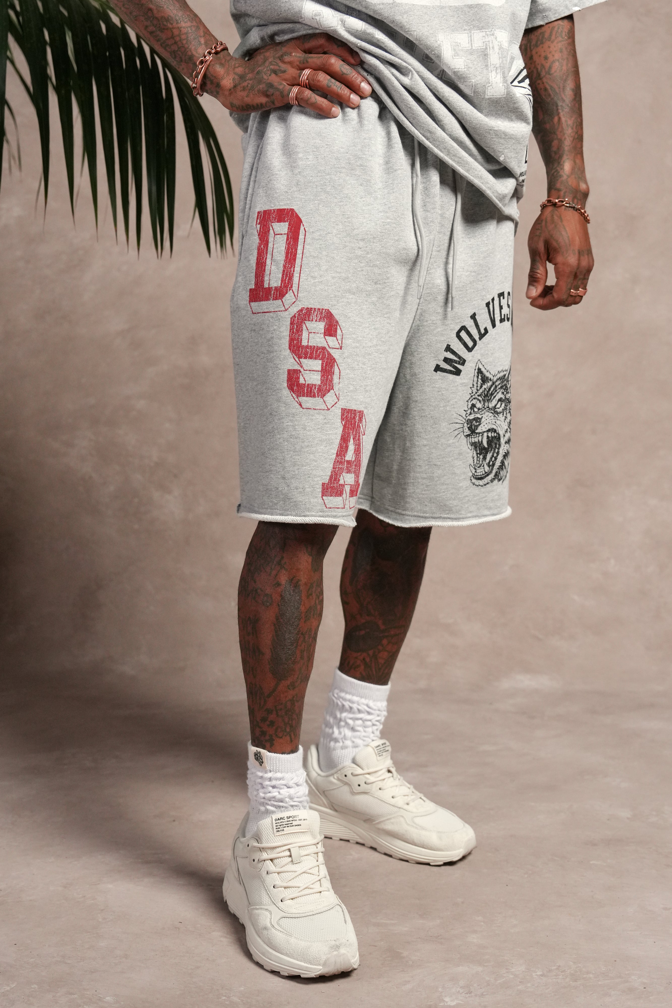 Wolves Athletics Grunge Brock Sweat Short in Light Athletic Gray