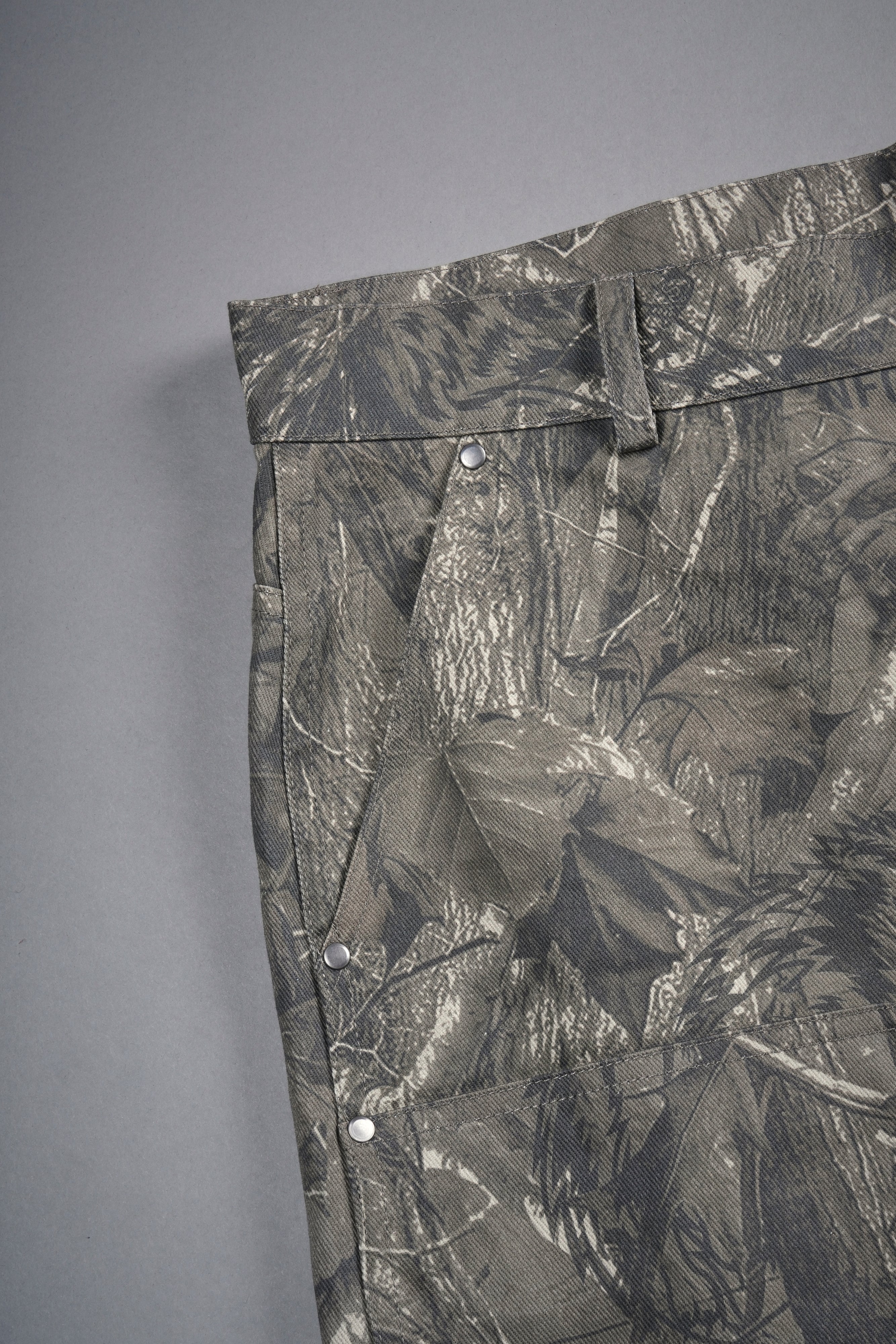 Wolf Chopper Oversized Clark Utility Shorts in Dusk Moss Driftwood Forest Camo