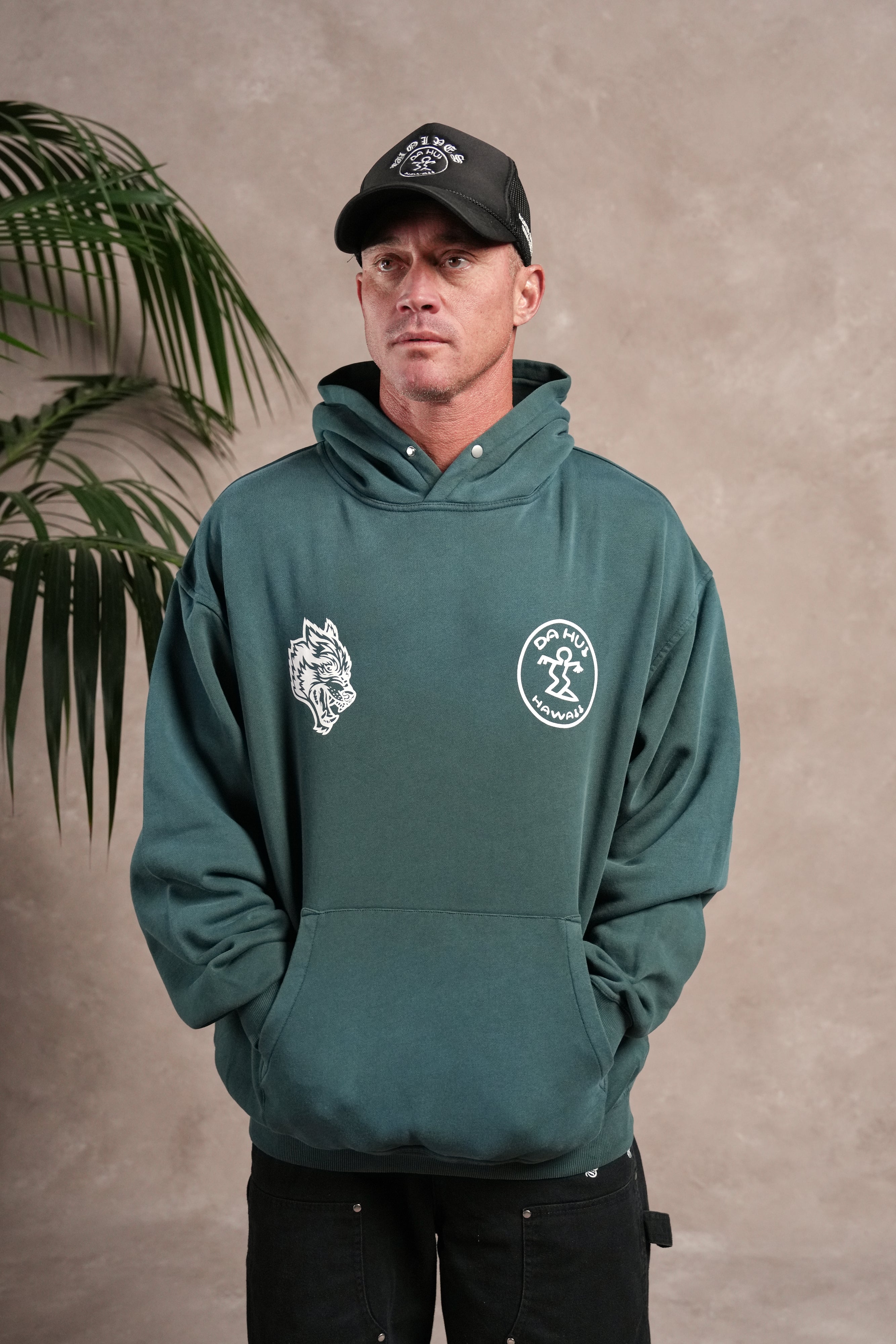 Darc Sport X Da Hui Pierce Hoodie in Forest Pine Sun Fade