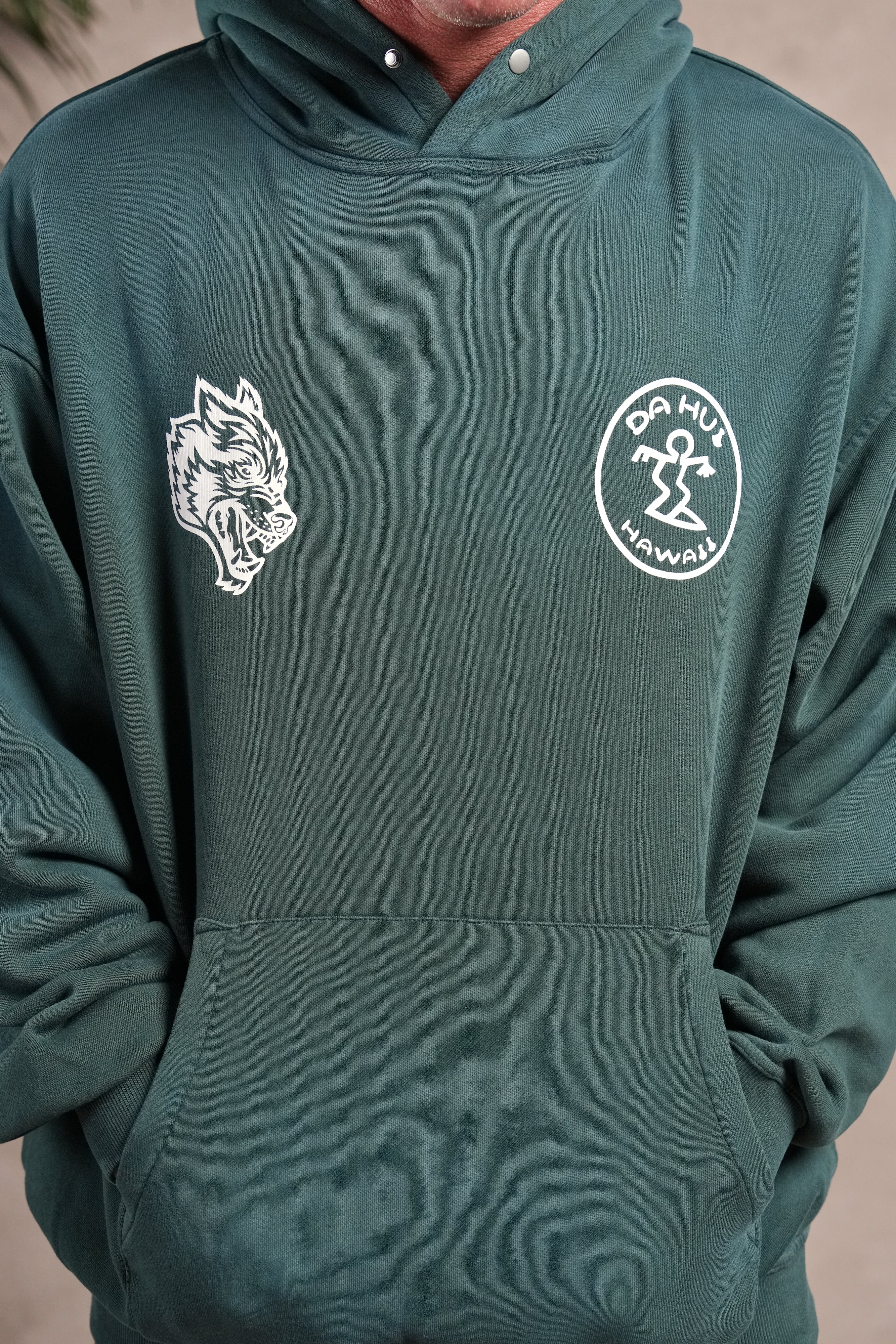 Darc Sport X Da Hui Pierce Hoodie in Forest Pine Sun Fade