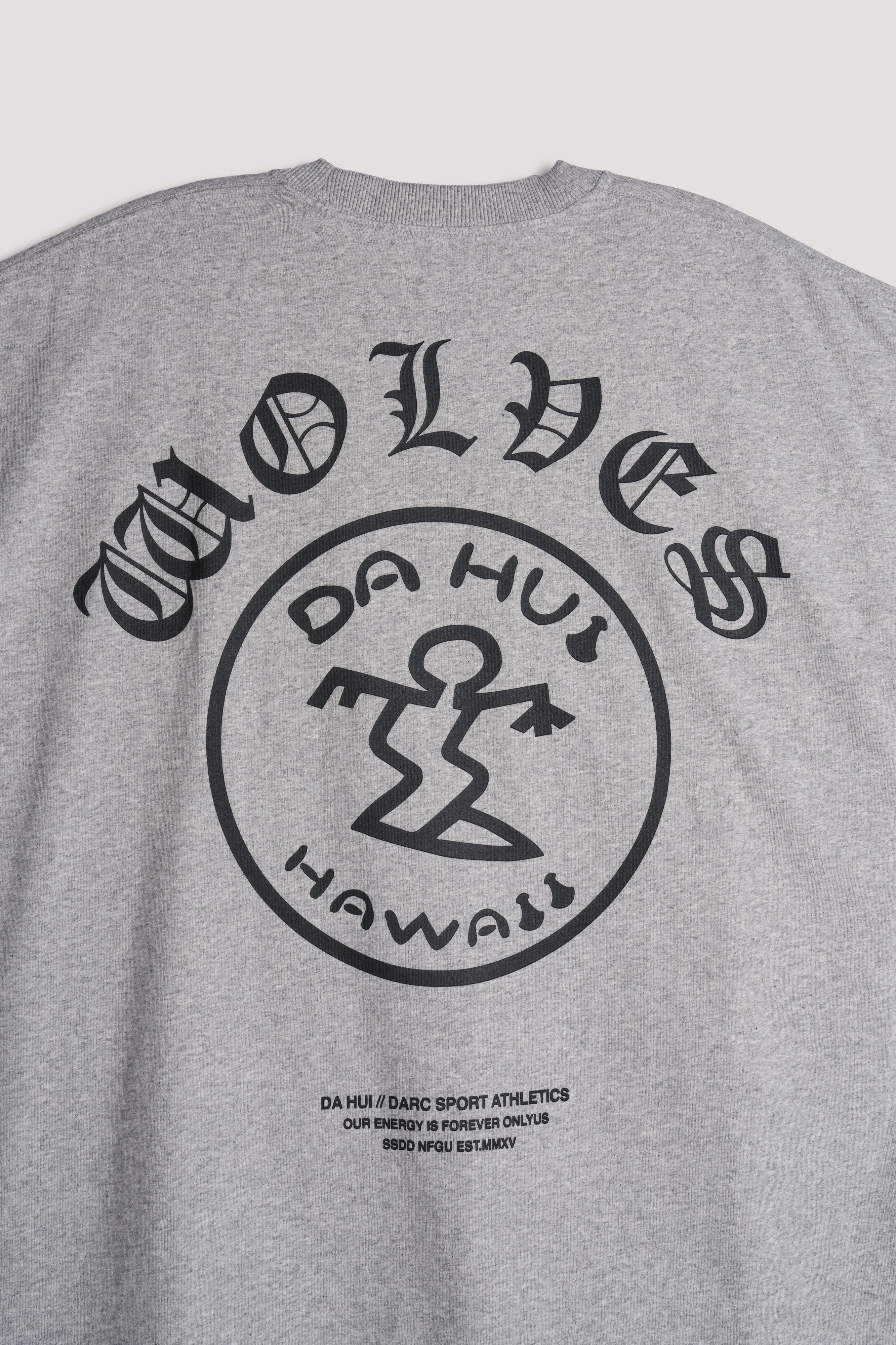 Darc Sport X Da Hui Grunge Cut-Off Mid Length Raw Hem Tee in Light Athletic Gray