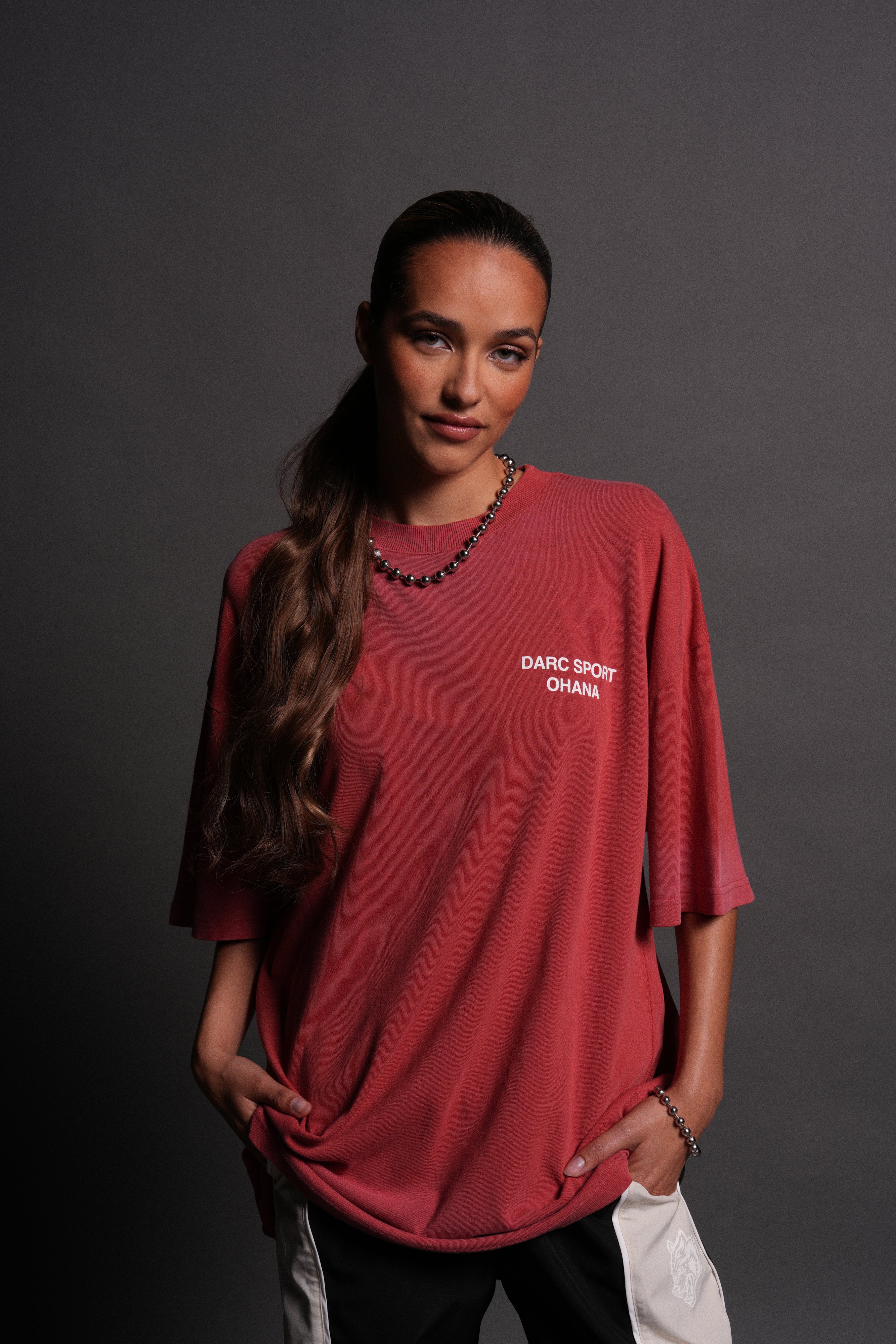 Darc Sport Ohana "Premium" Oversized Tee in Roman Red Drift Wash