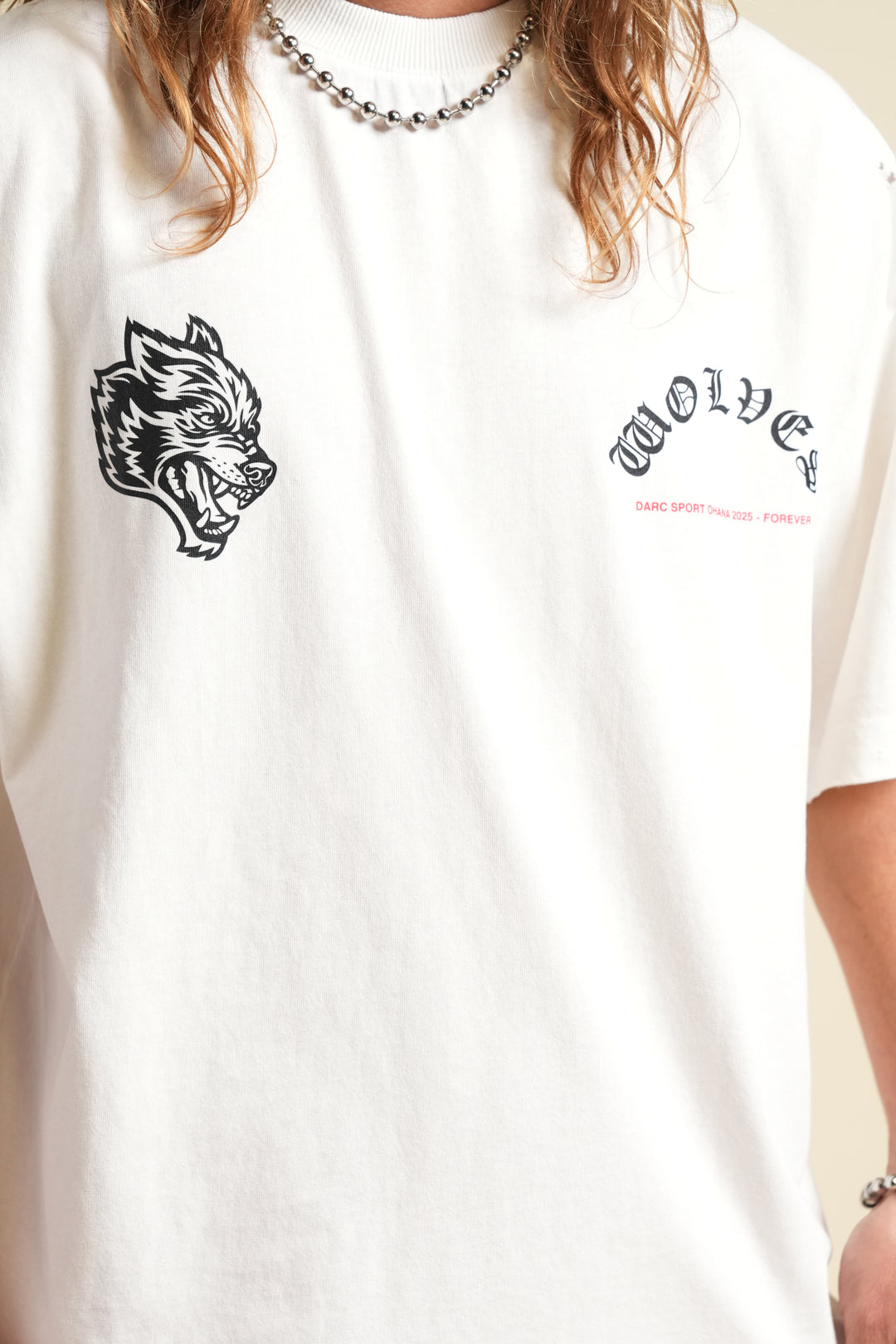 Wolves Never F*cking Give Up Distressed Grunge Tee in Cream