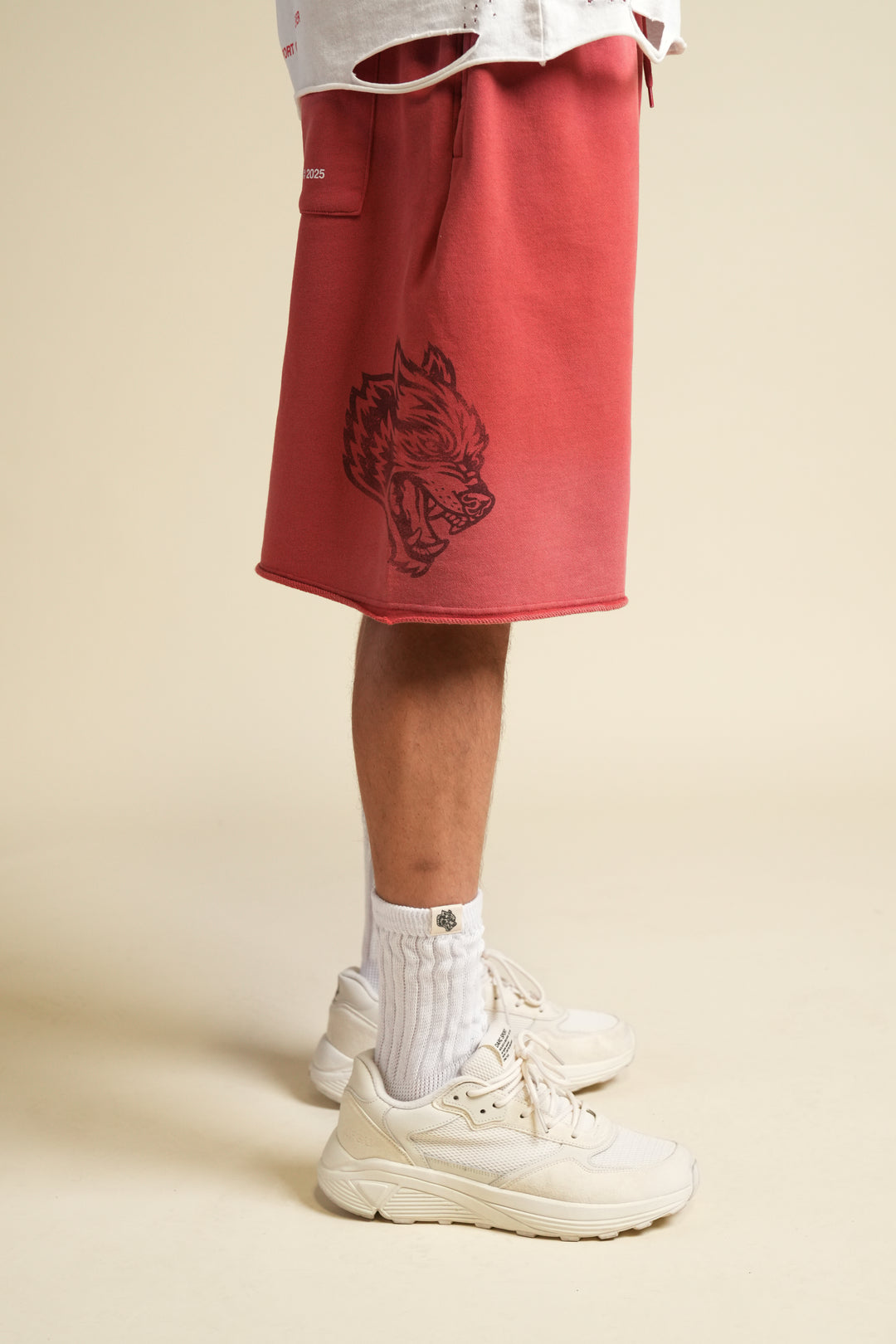 Ohana League Grunge Brock Sweat Short in Roman Red Drift Wash