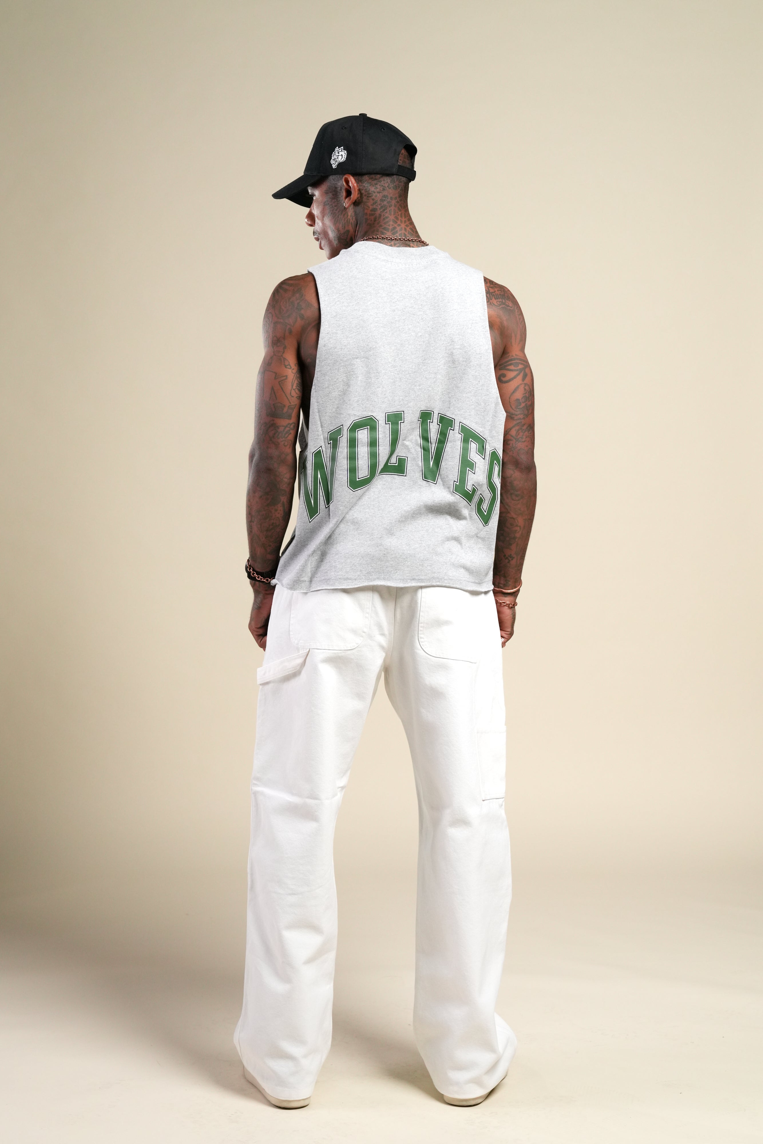 Loyalty Forever Grunge Raw Cropped "Tommy" Muscle Tee in Light Athletic Gray