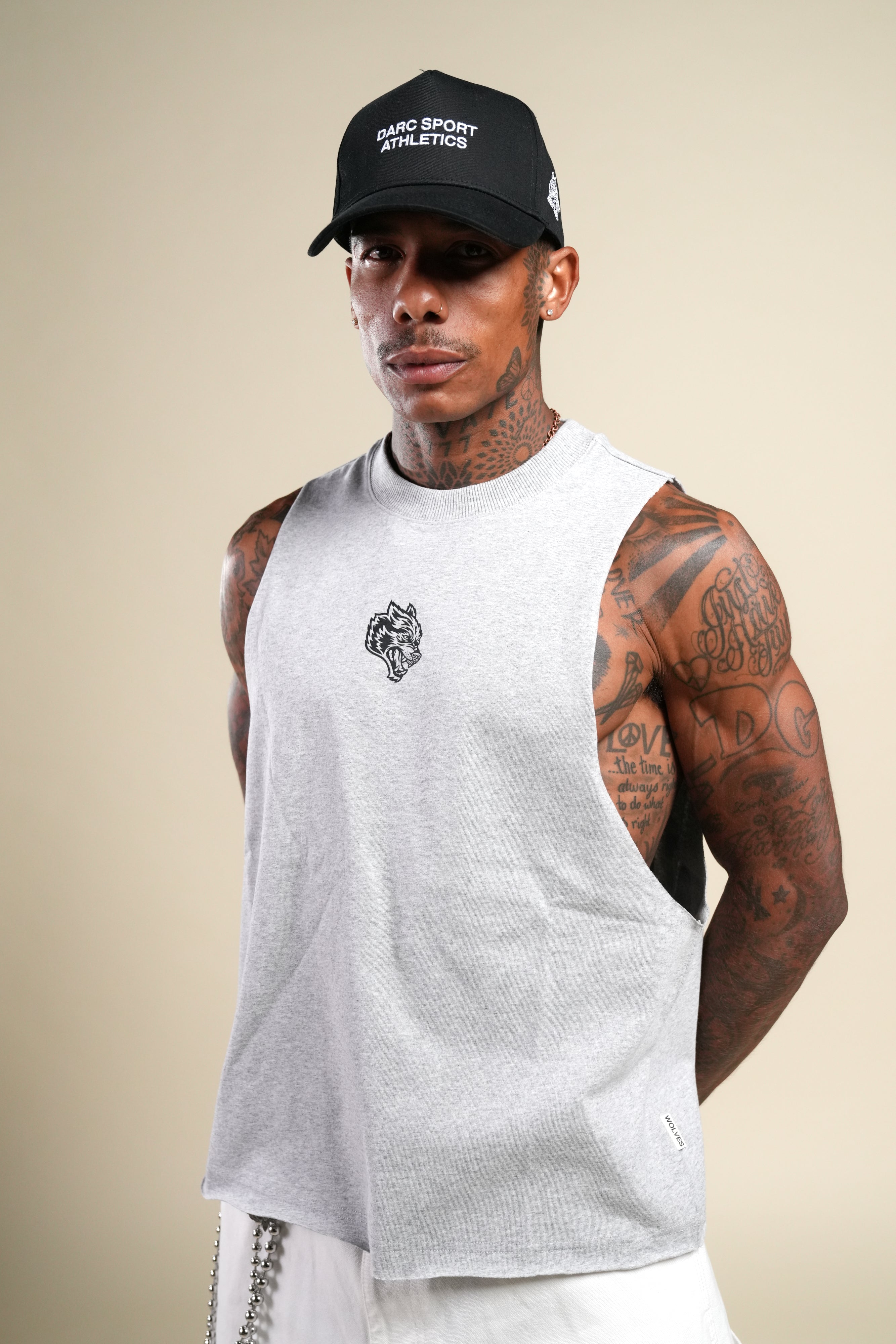 Loyalty Forever Grunge Raw Cropped "Tommy" Muscle Tee in Light Athletic Gray