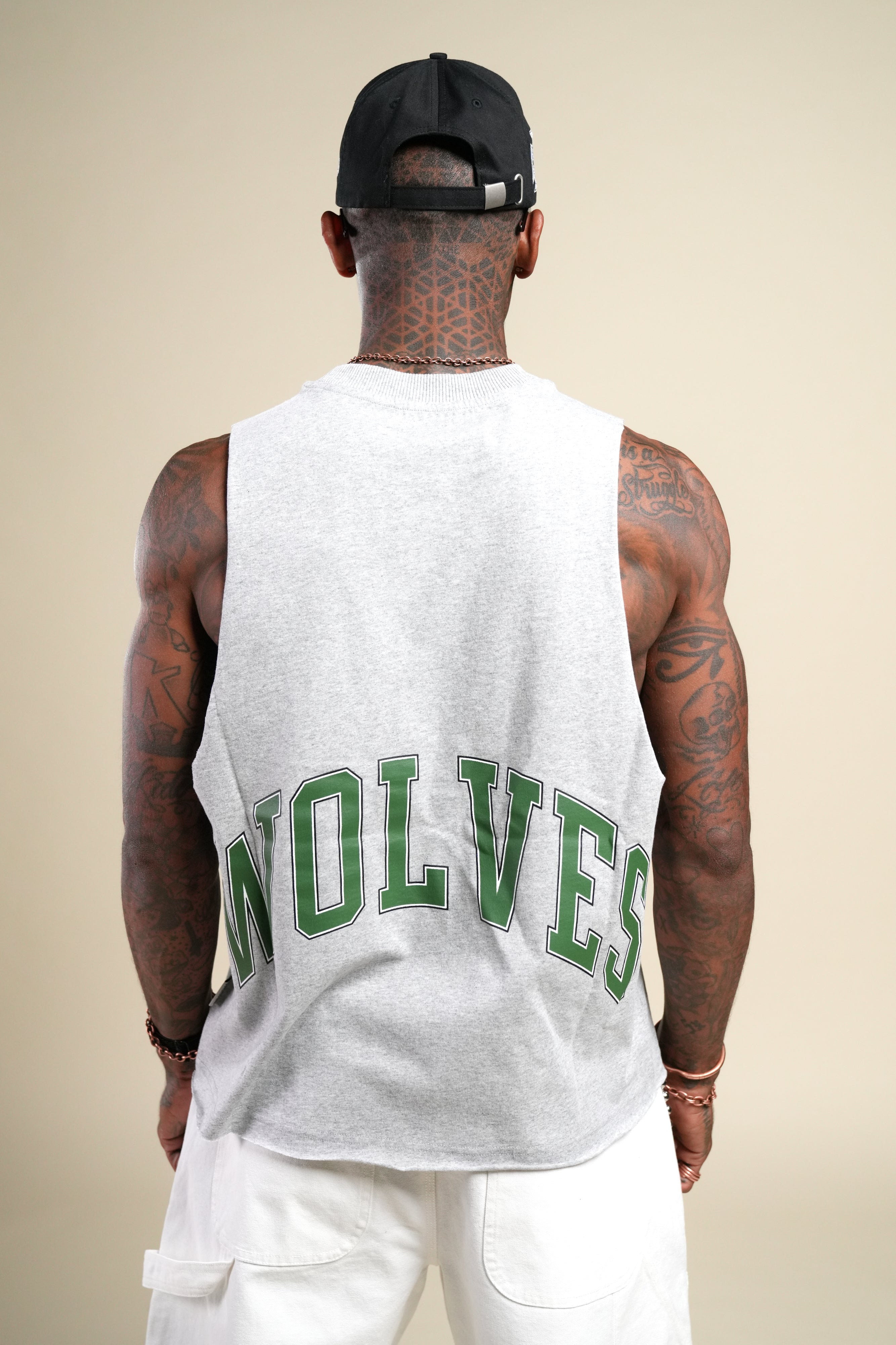 Loyalty Forever Grunge Raw Cropped "Tommy" Muscle Tee in Light Athletic Gray