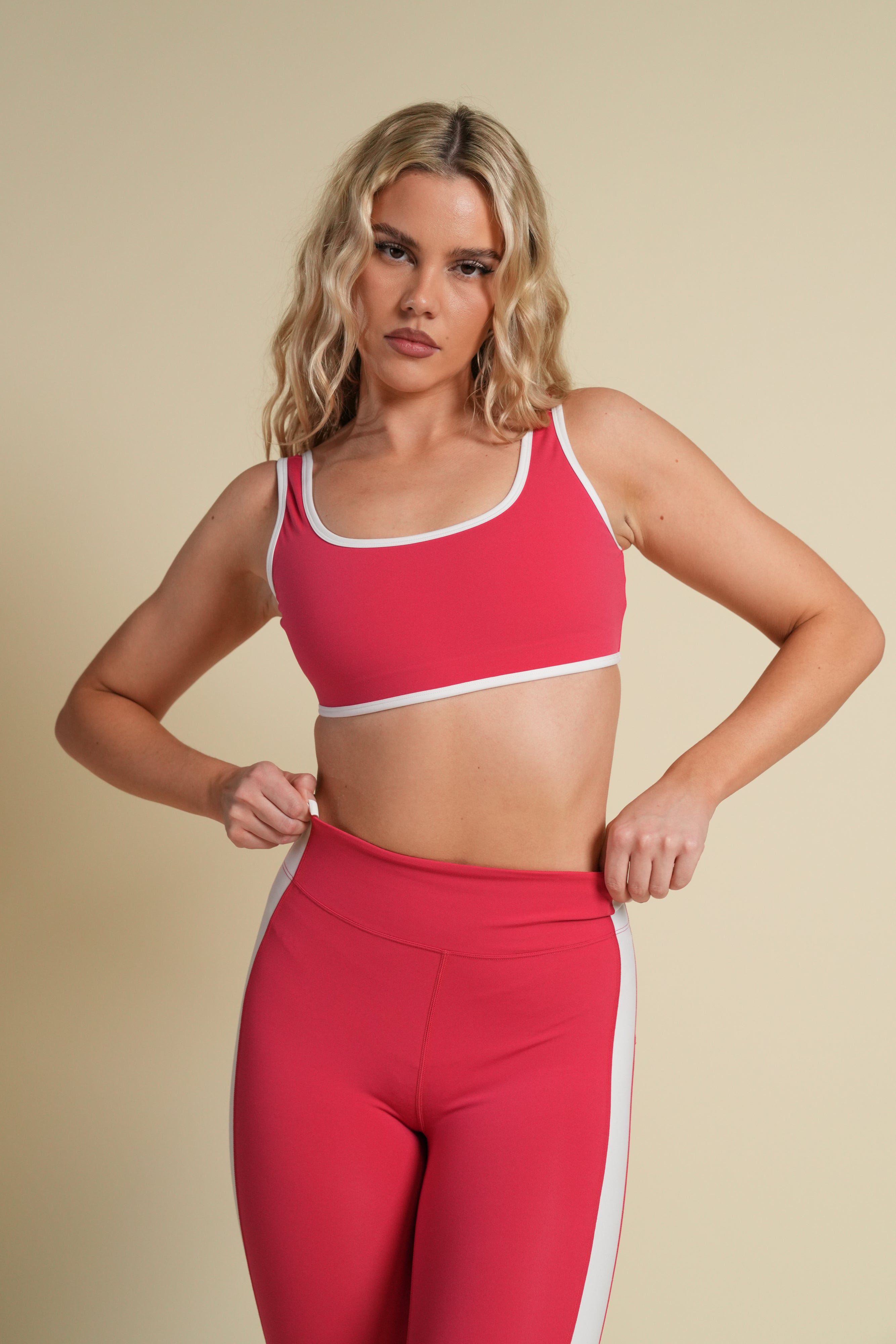 Wolf Contrast "Kate" Energy Bra in Cherry/White