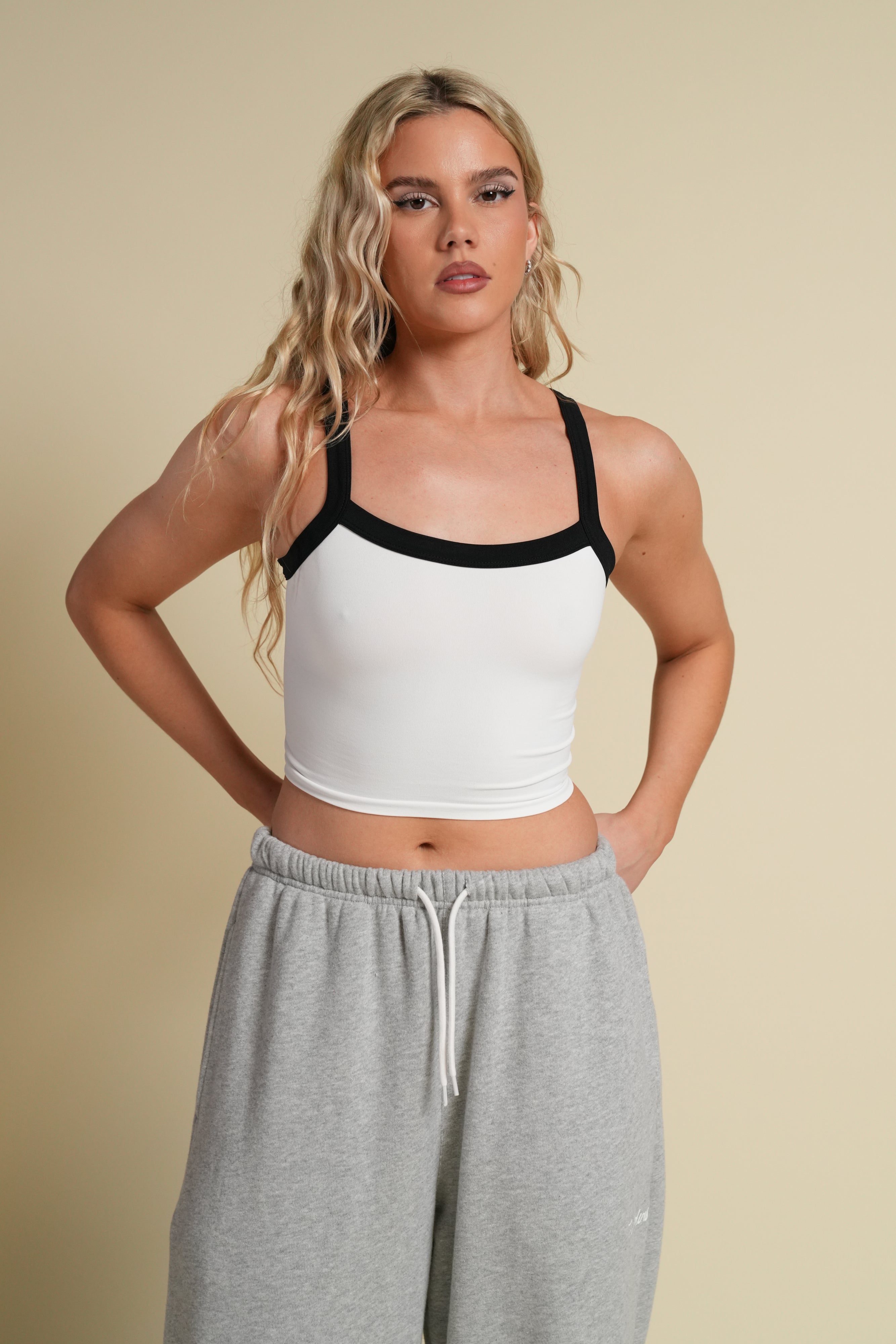 Wolf "Hannah" Soft Seamless Tank in White/Black