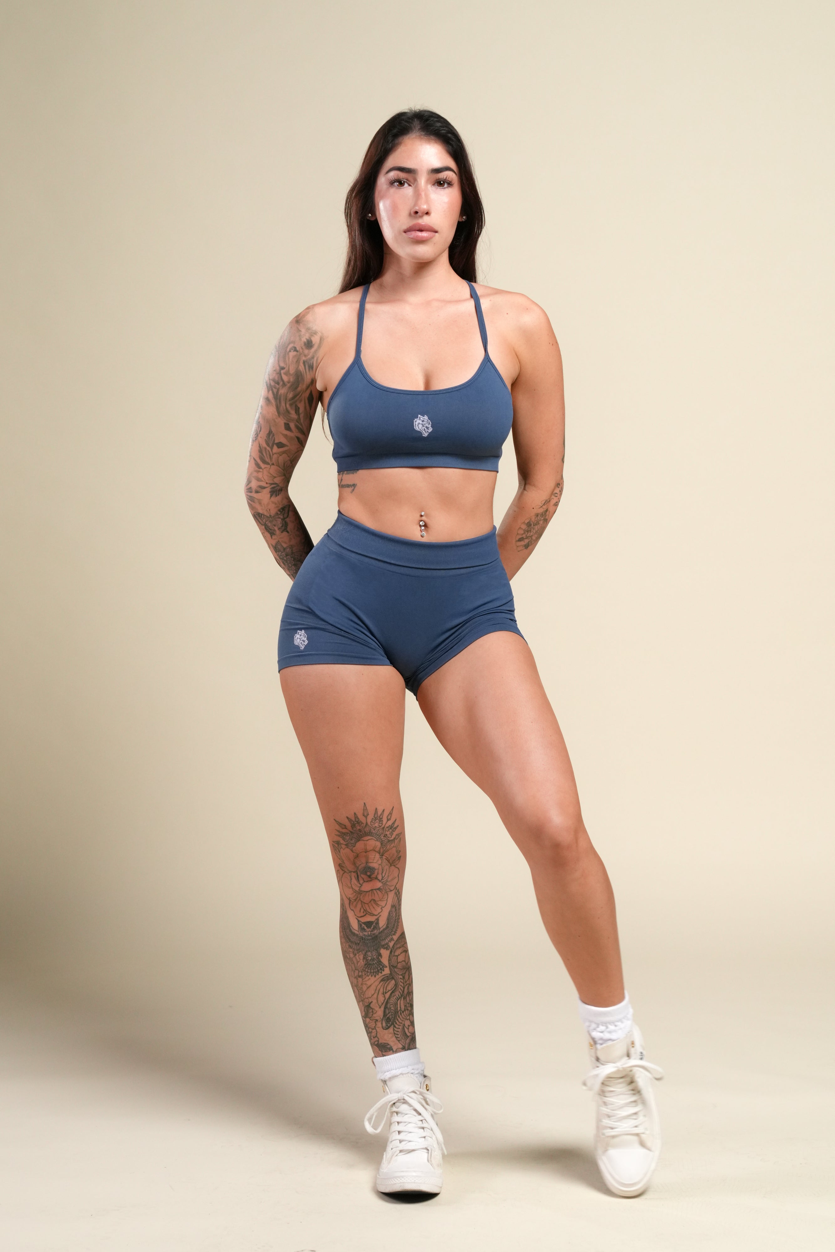 Wolf "Stella" Soft Seamless Shorts in Washed Denim