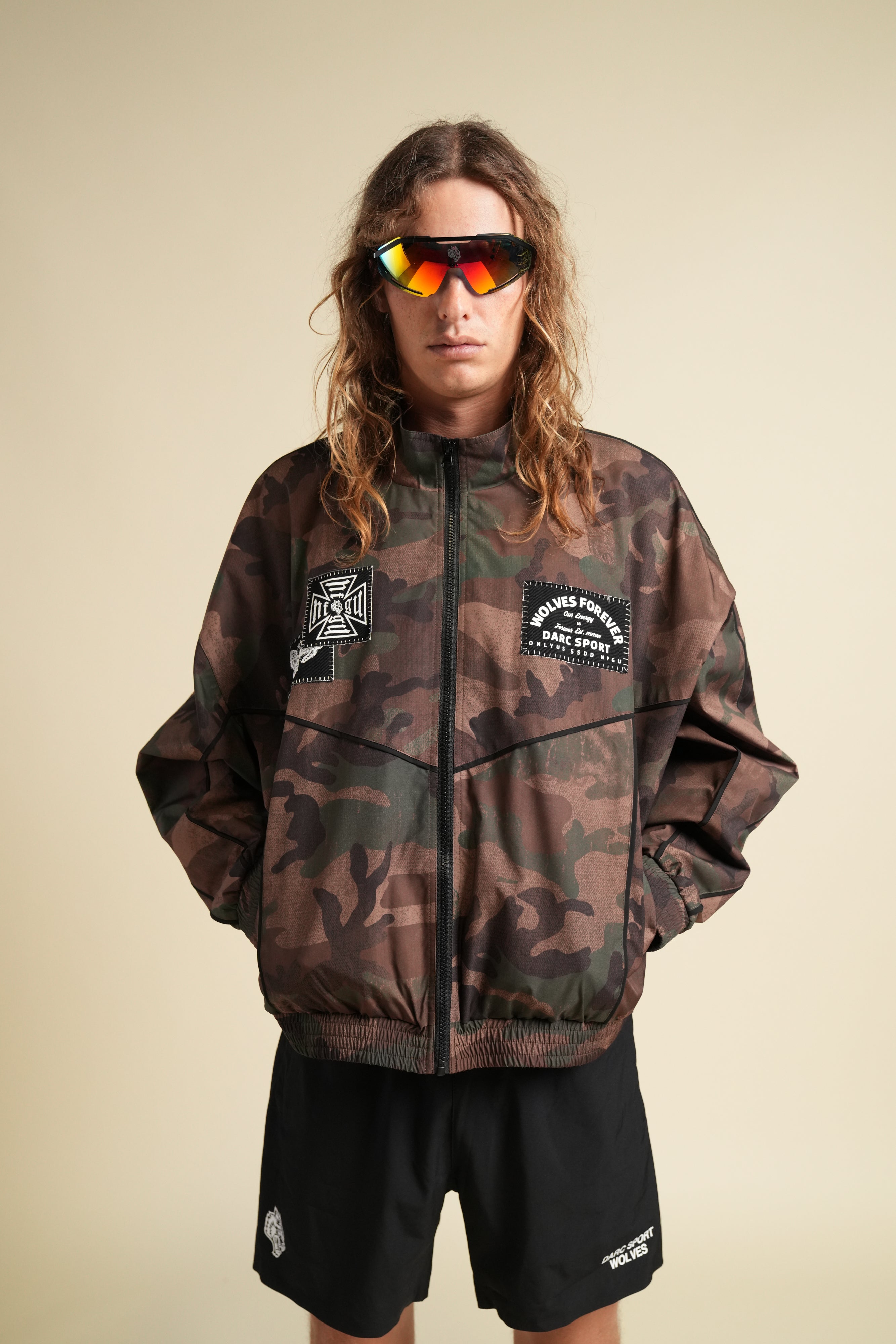 Chopper Core Applique Quinn Track Jacket in Ohana Woodland Camo