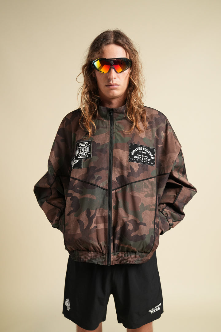 Chopper Core Applique Quinn Track Jacket in Ohana Woodland Camo