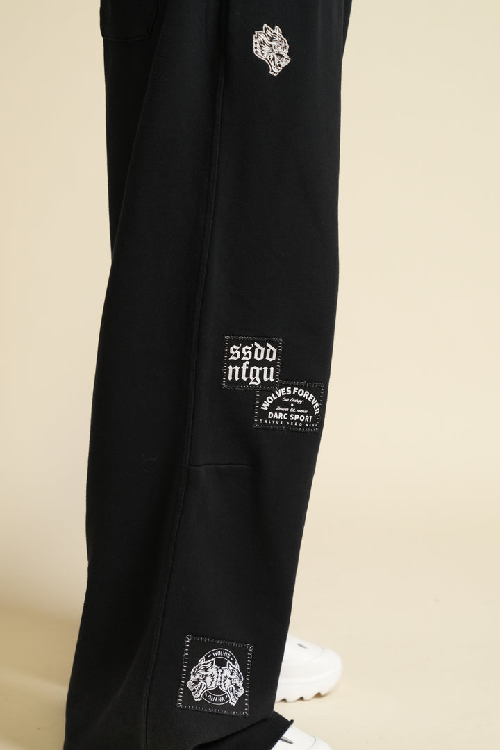 Chopper Patch Moaty Sweat Pants in Black Drift Wash