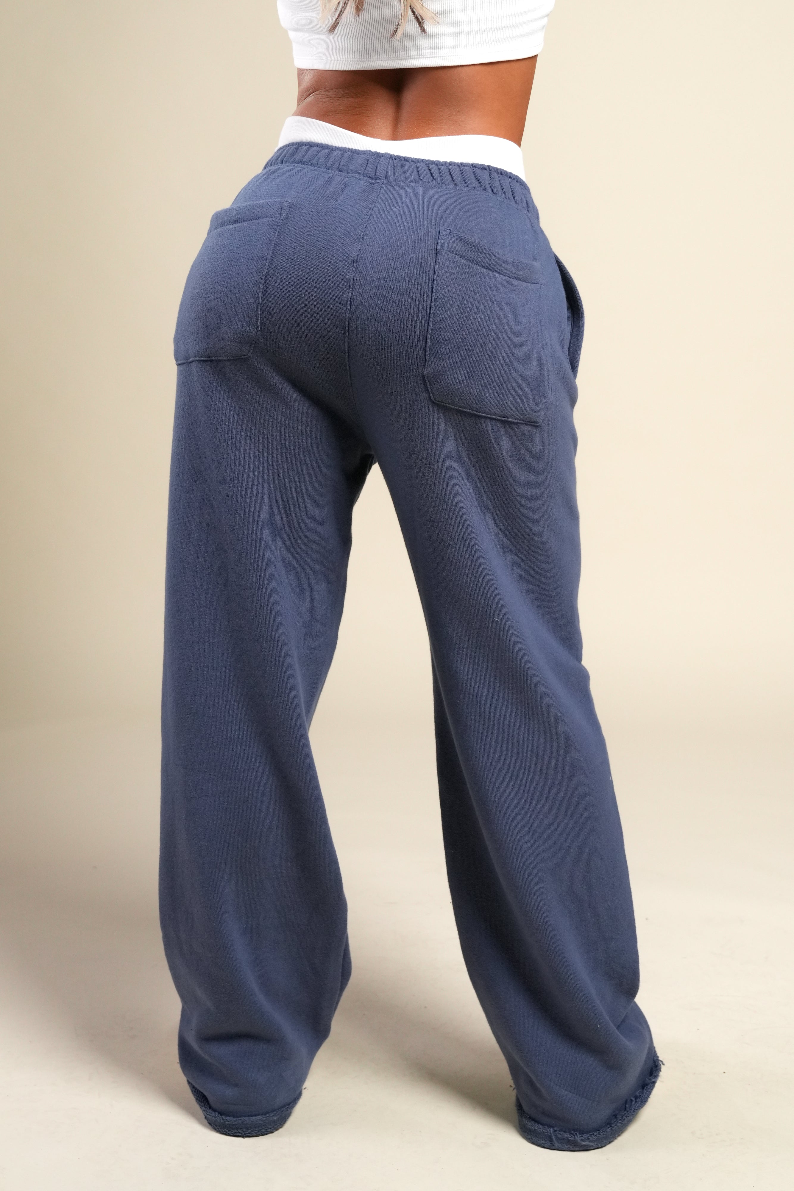 Cursive Wolves Premium Big Cozy Sweats in Washed Denim