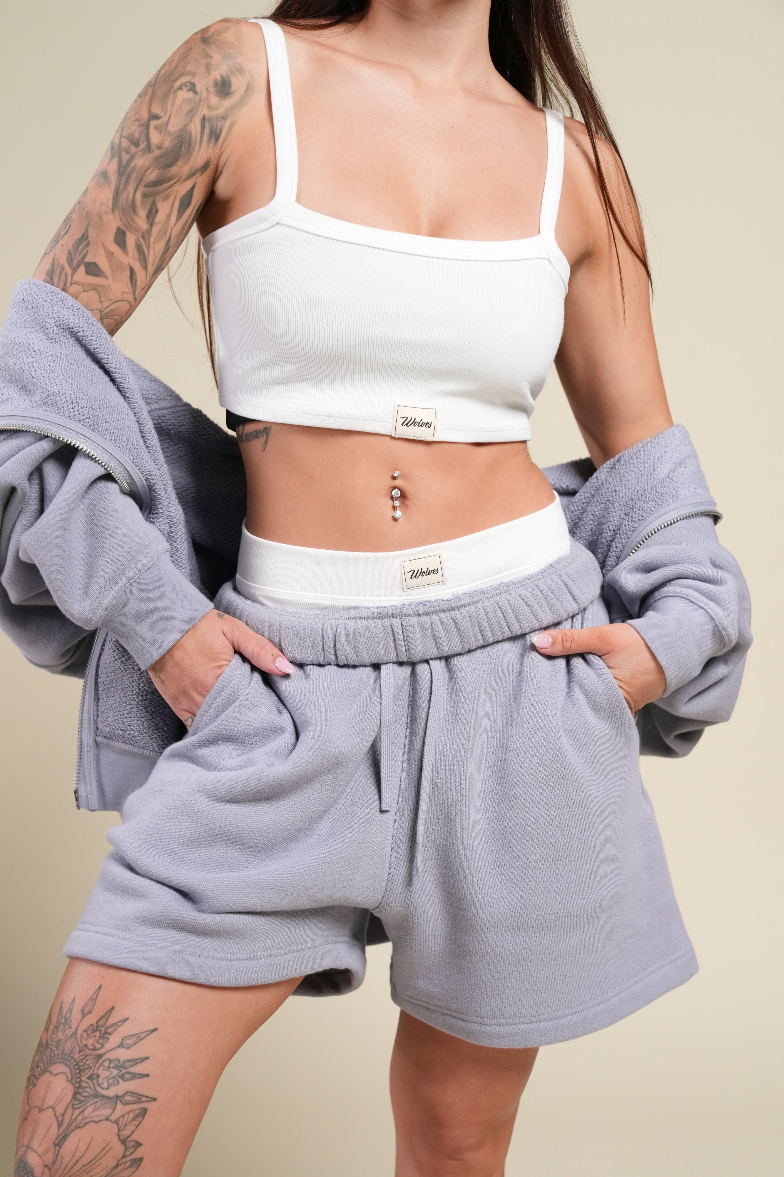 She Premium Oversized Sweat Shorts in Sport Gray