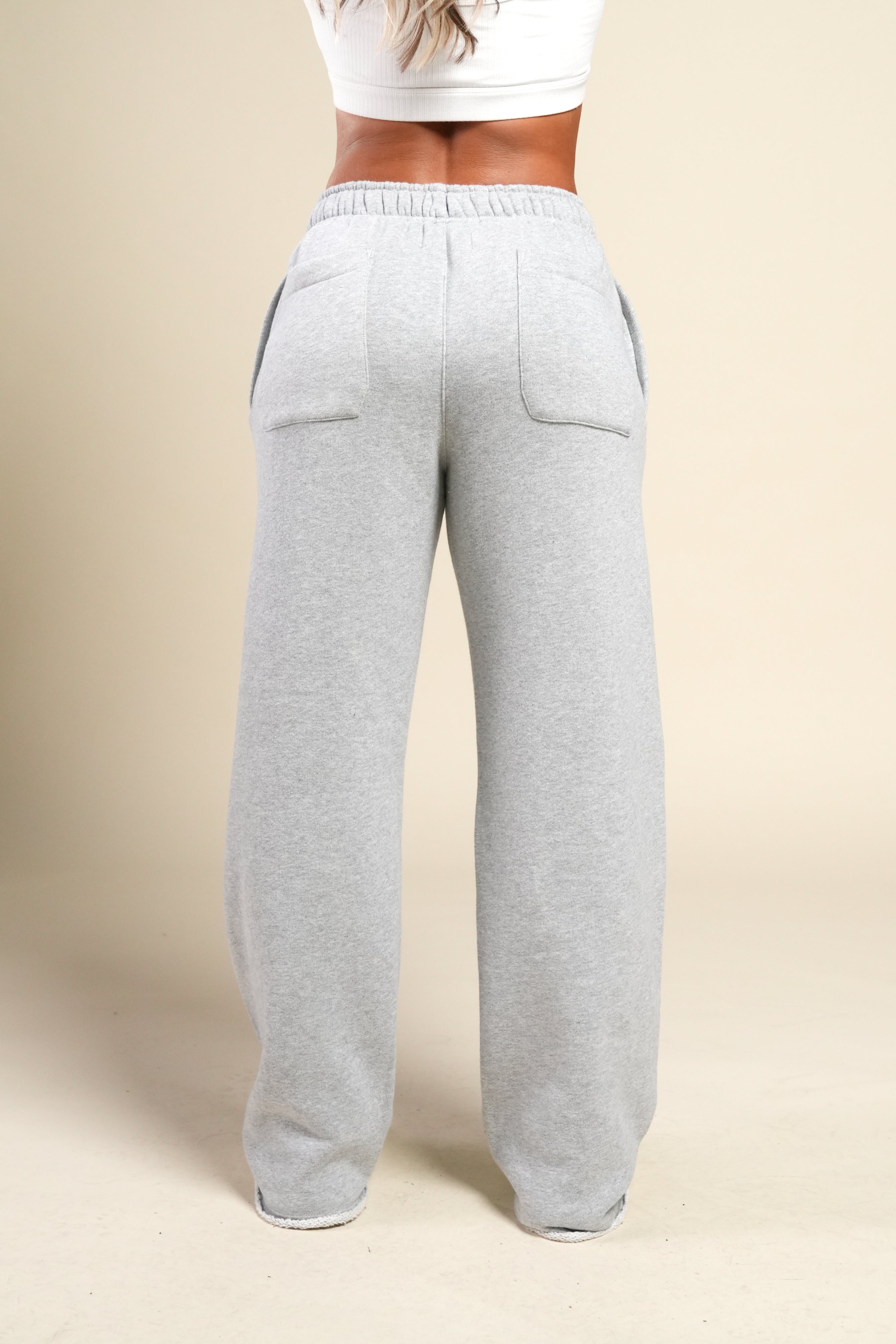 Cursive Wolves Premium Stripe Big Cozy Sweats in Heather Gray