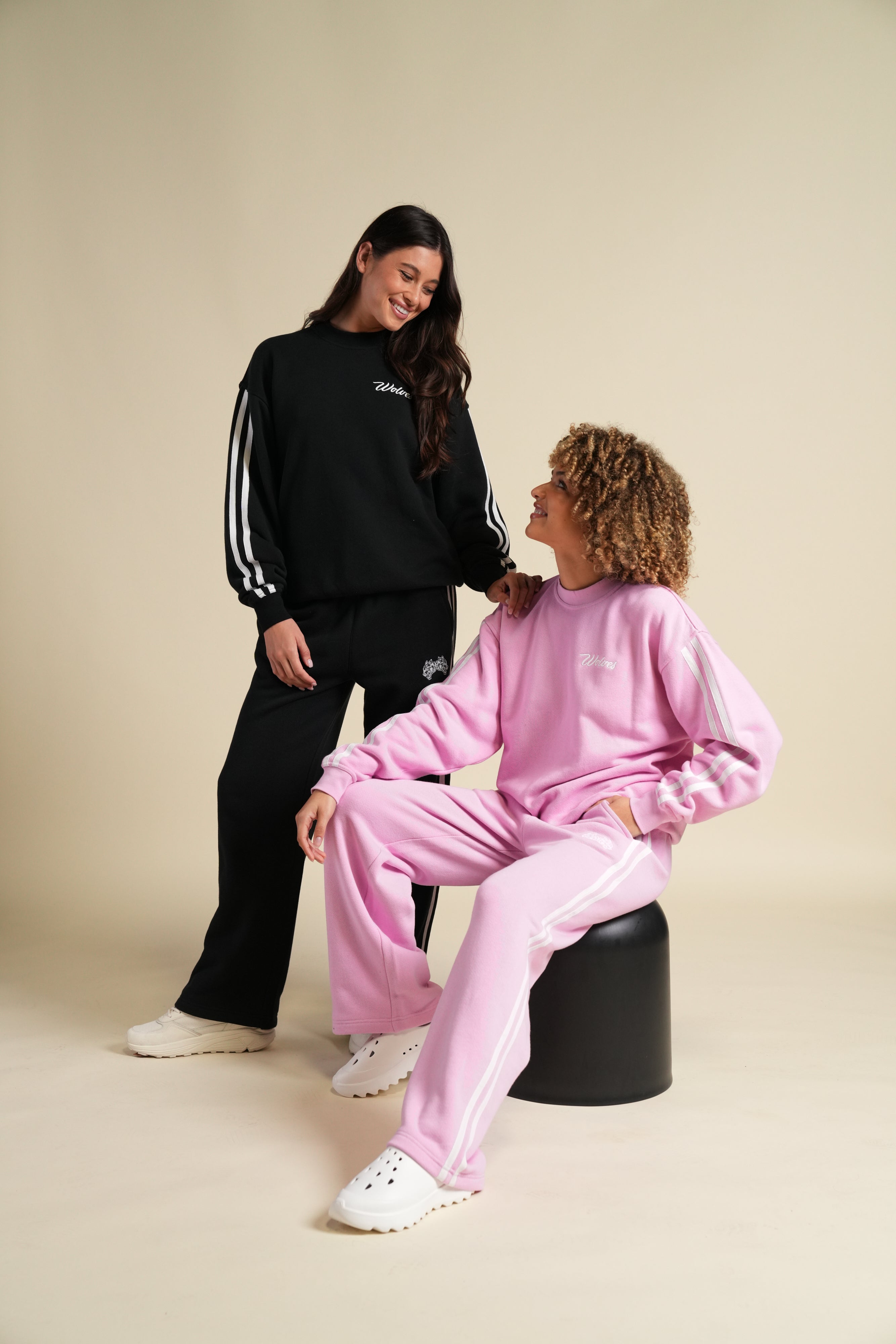 Cursive Wolves Premium Stripe London Crewneck