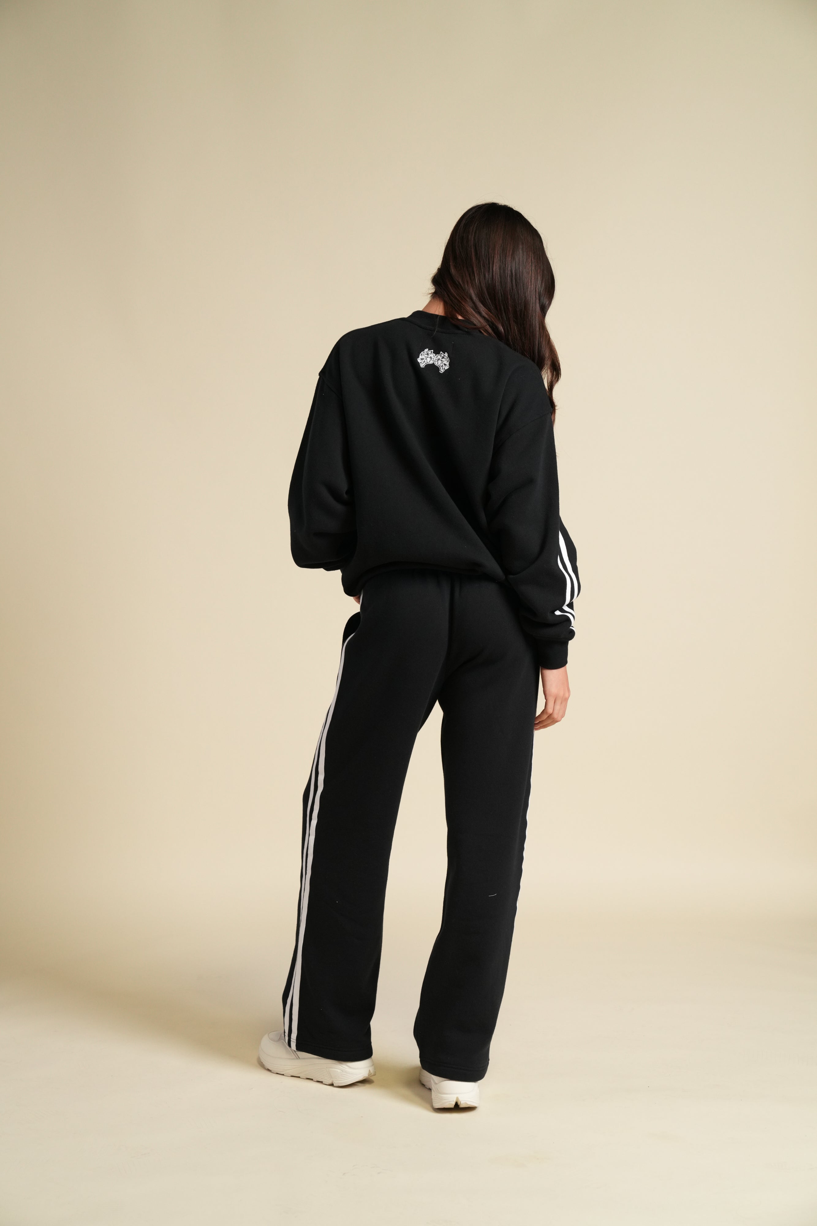 Cursive Wolves Premium Stripe London Crewneck