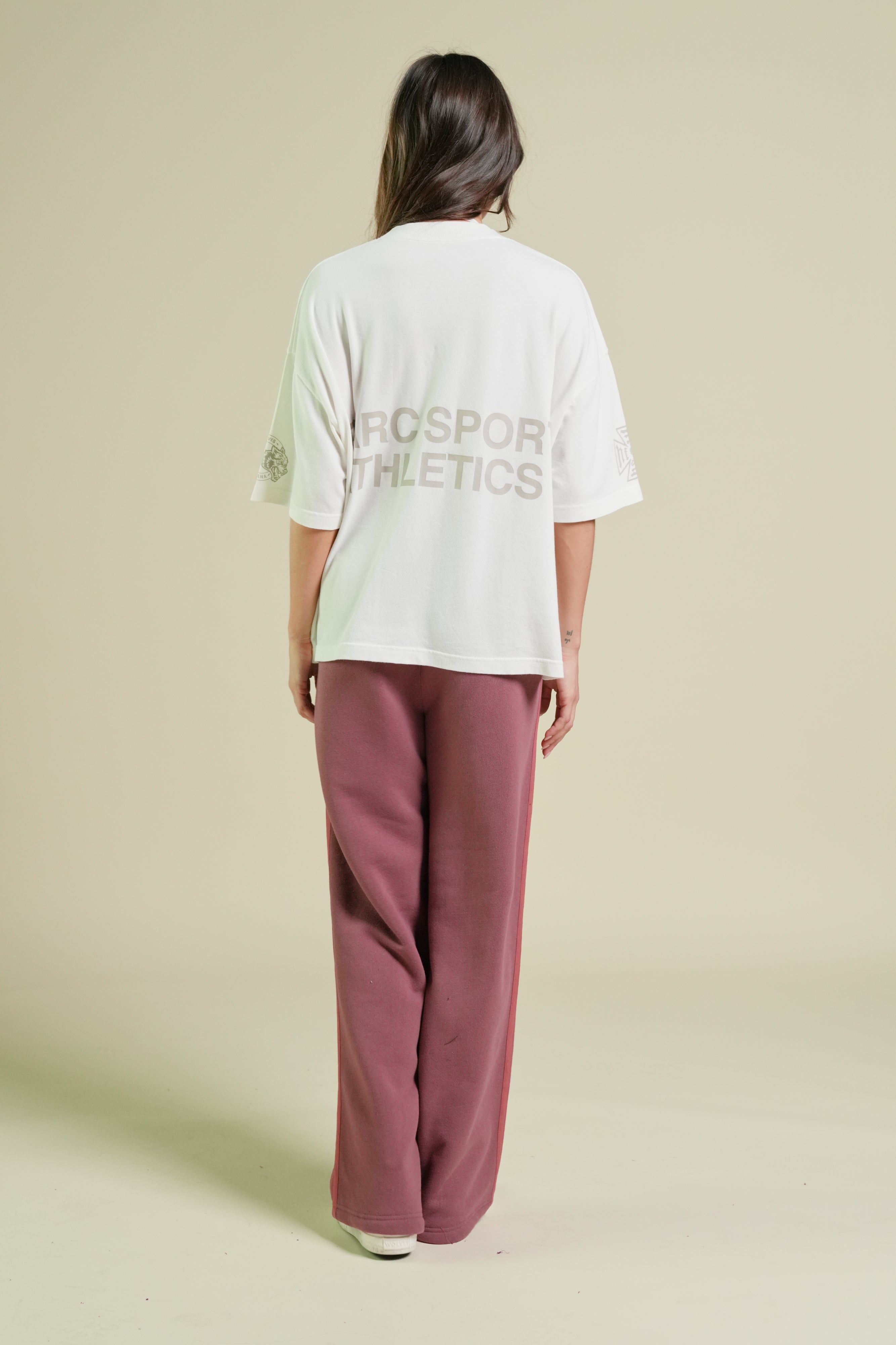 Cursive Wolves Premium Stripe Big Cozy Sweats in Nutmeg/Baked Clay