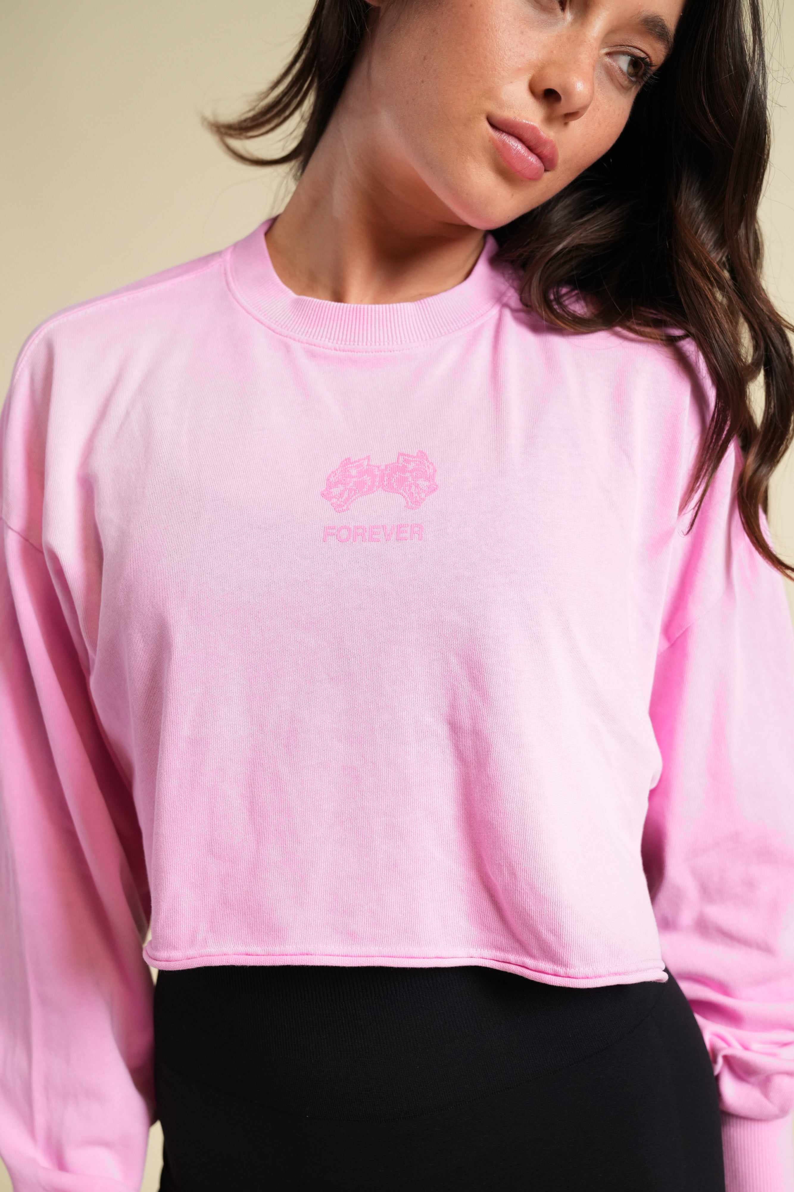 Forever IYKYK "Premium" Oversized Cropped LS Tee