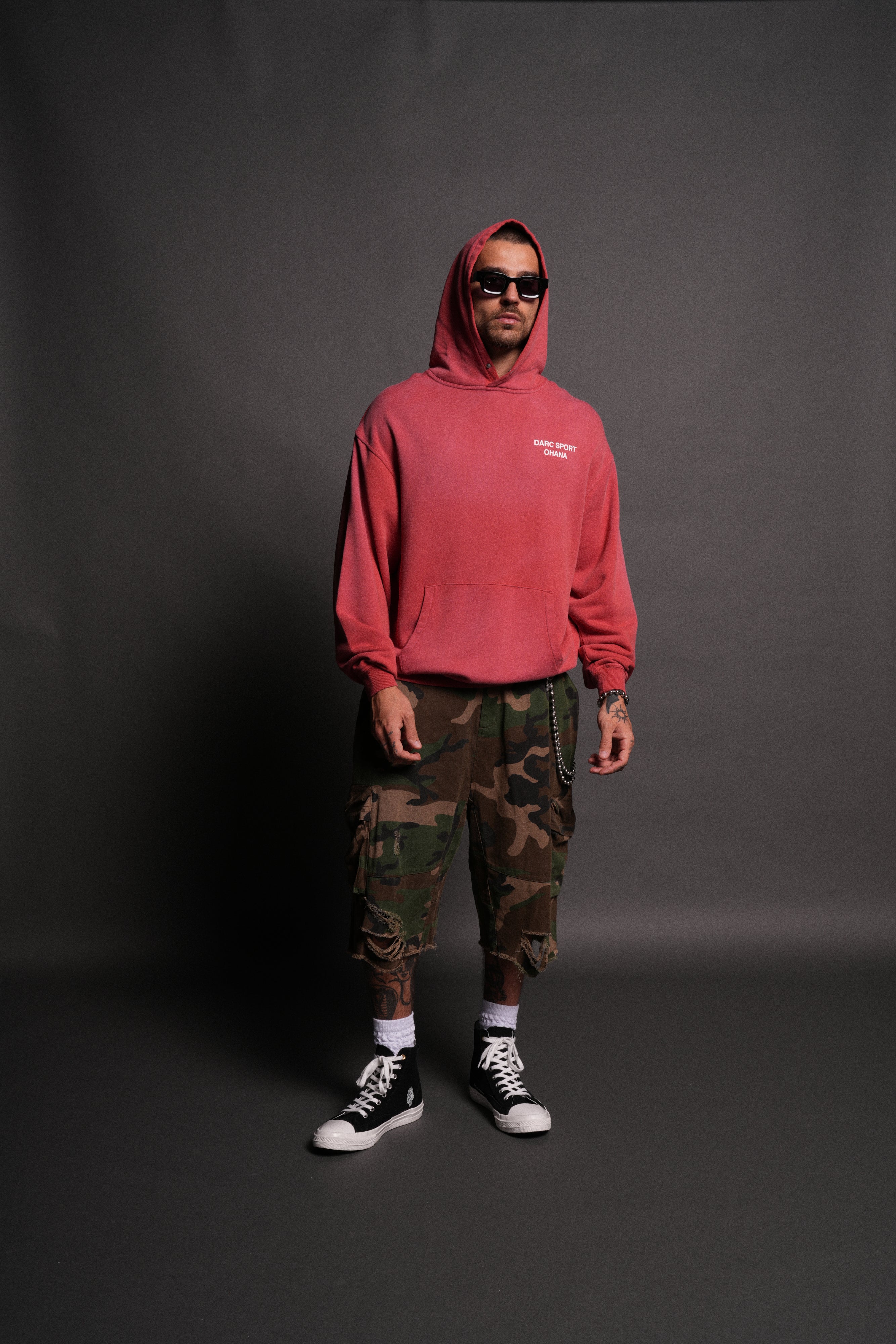 Darc Sport Ohana "Pierce" Hoodie in Roman Red Drift Wash