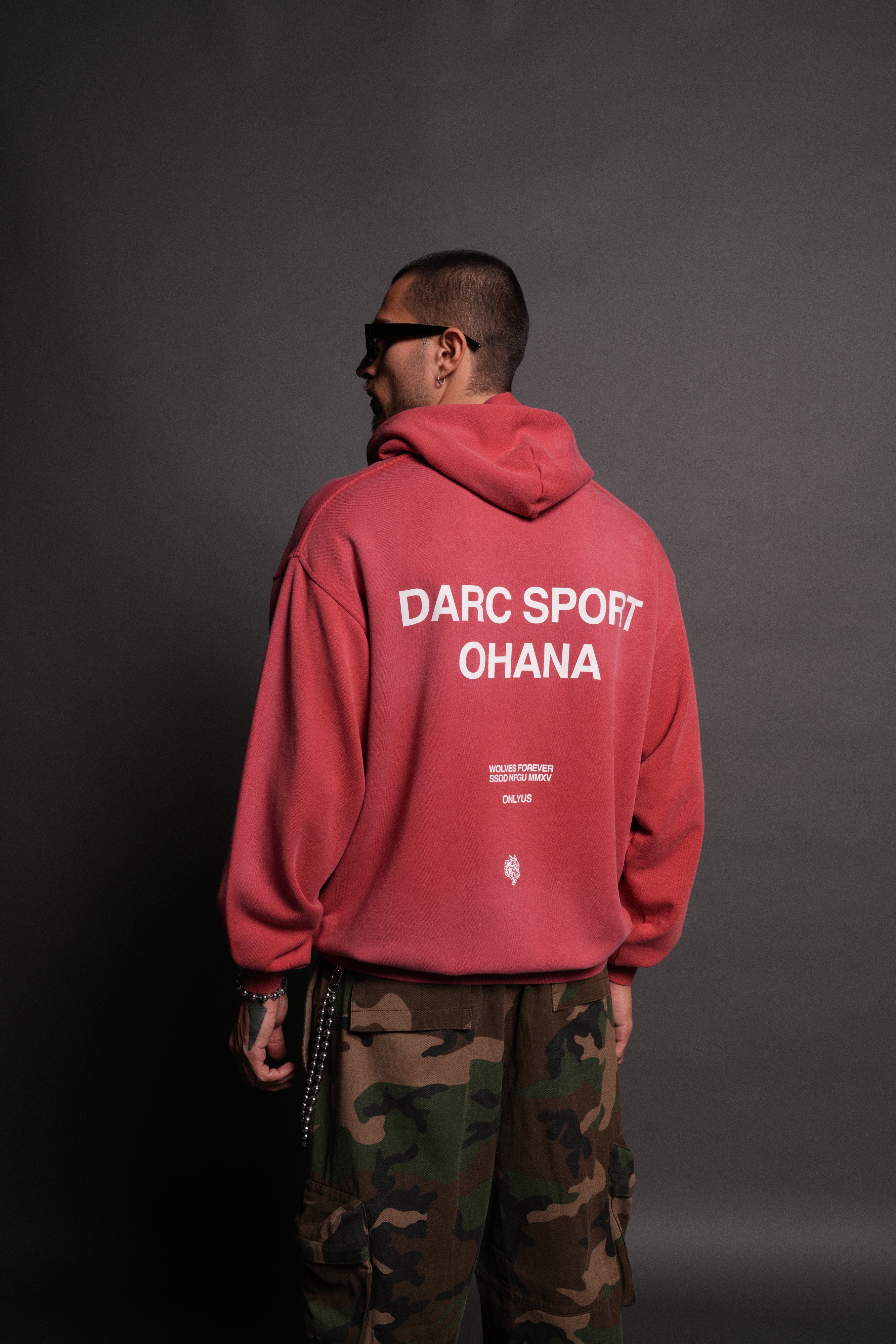 Darc Sport Ohana "Pierce" Hoodie in Roman Red Drift Wash