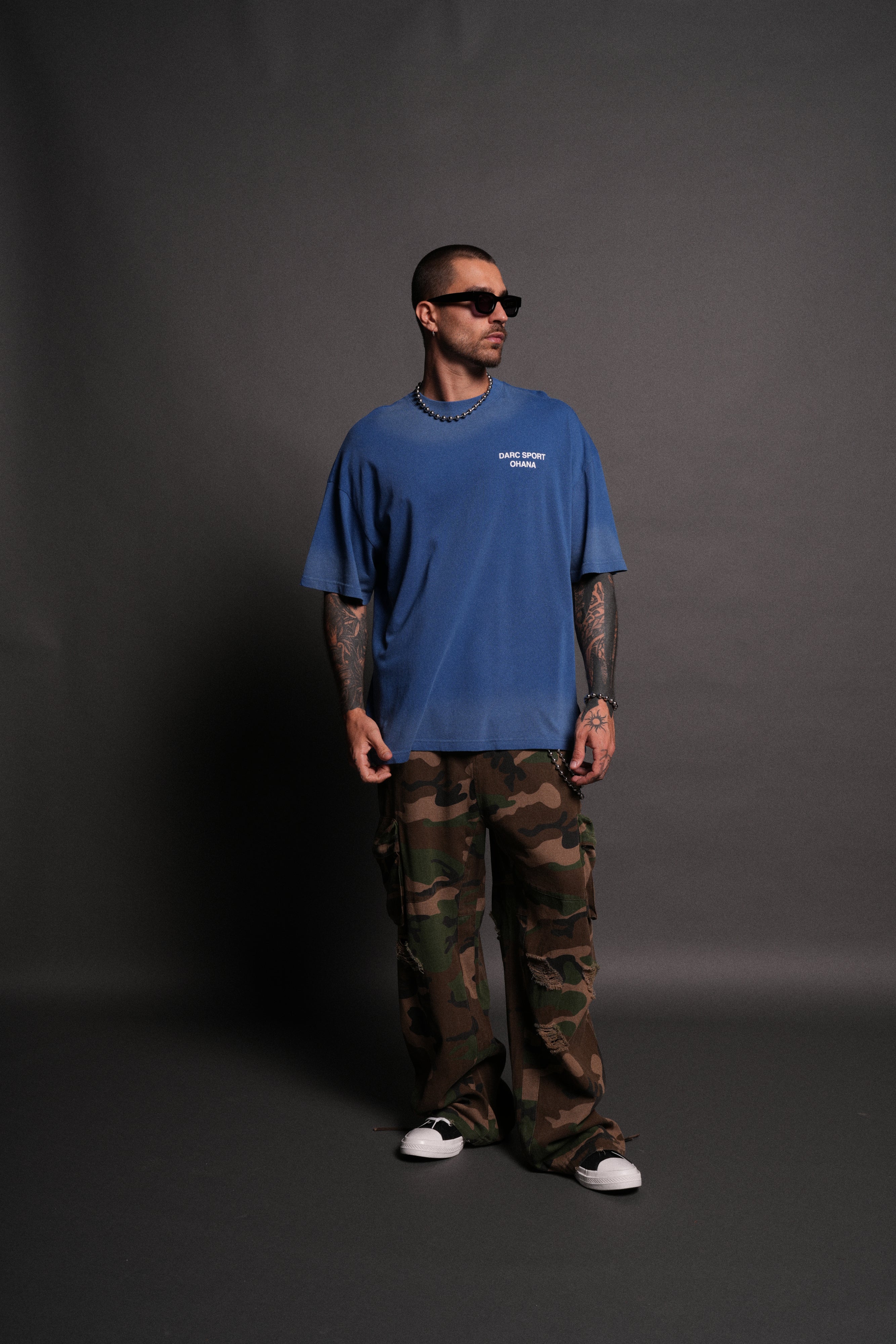Darc Sport Ohana "Premium" Oversized Tee in Darc Cobalt Drift Wash