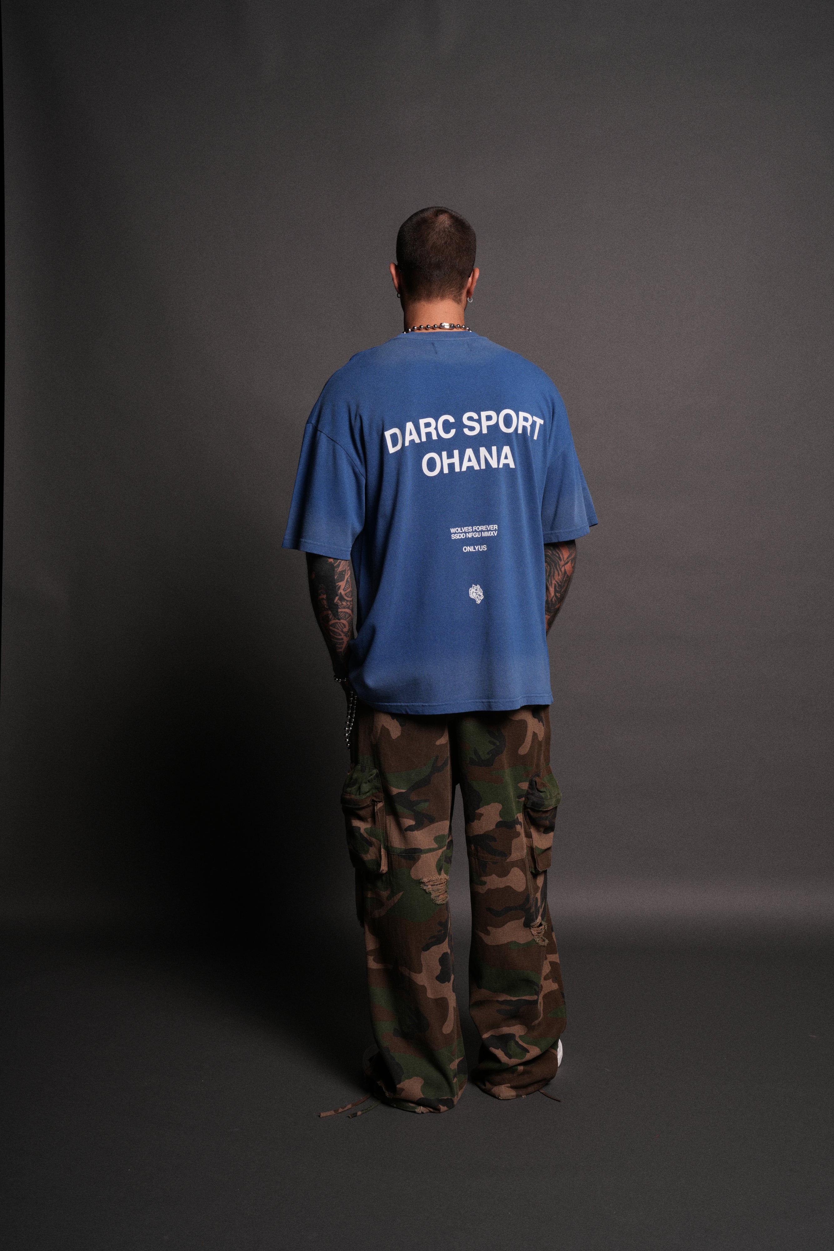 Darc Sport Ohana "Premium" Oversized Tee in Darc Cobalt Drift Wash