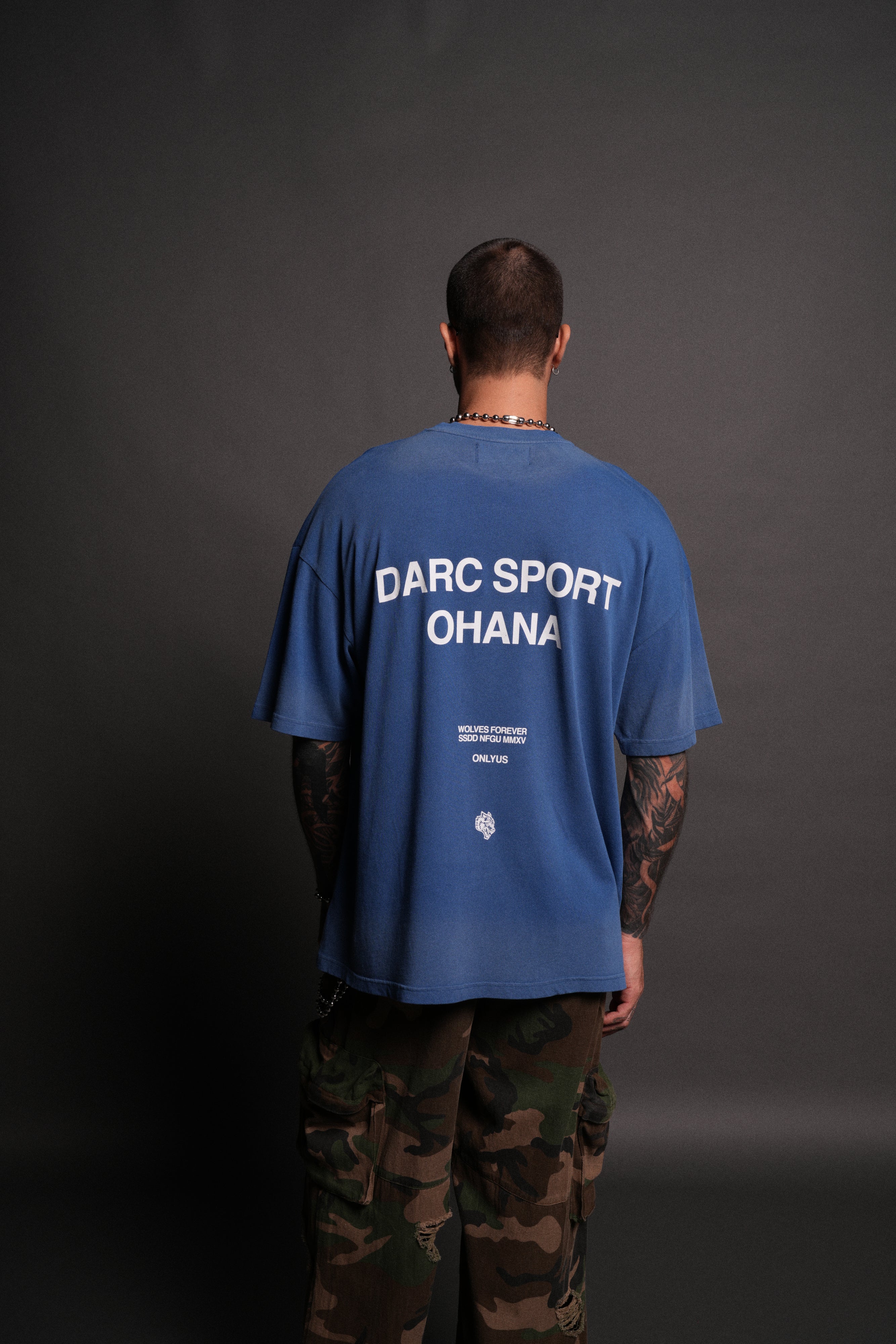 Darc Sport Ohana "Premium" Oversized Tee in Darc Cobalt Drift Wash
