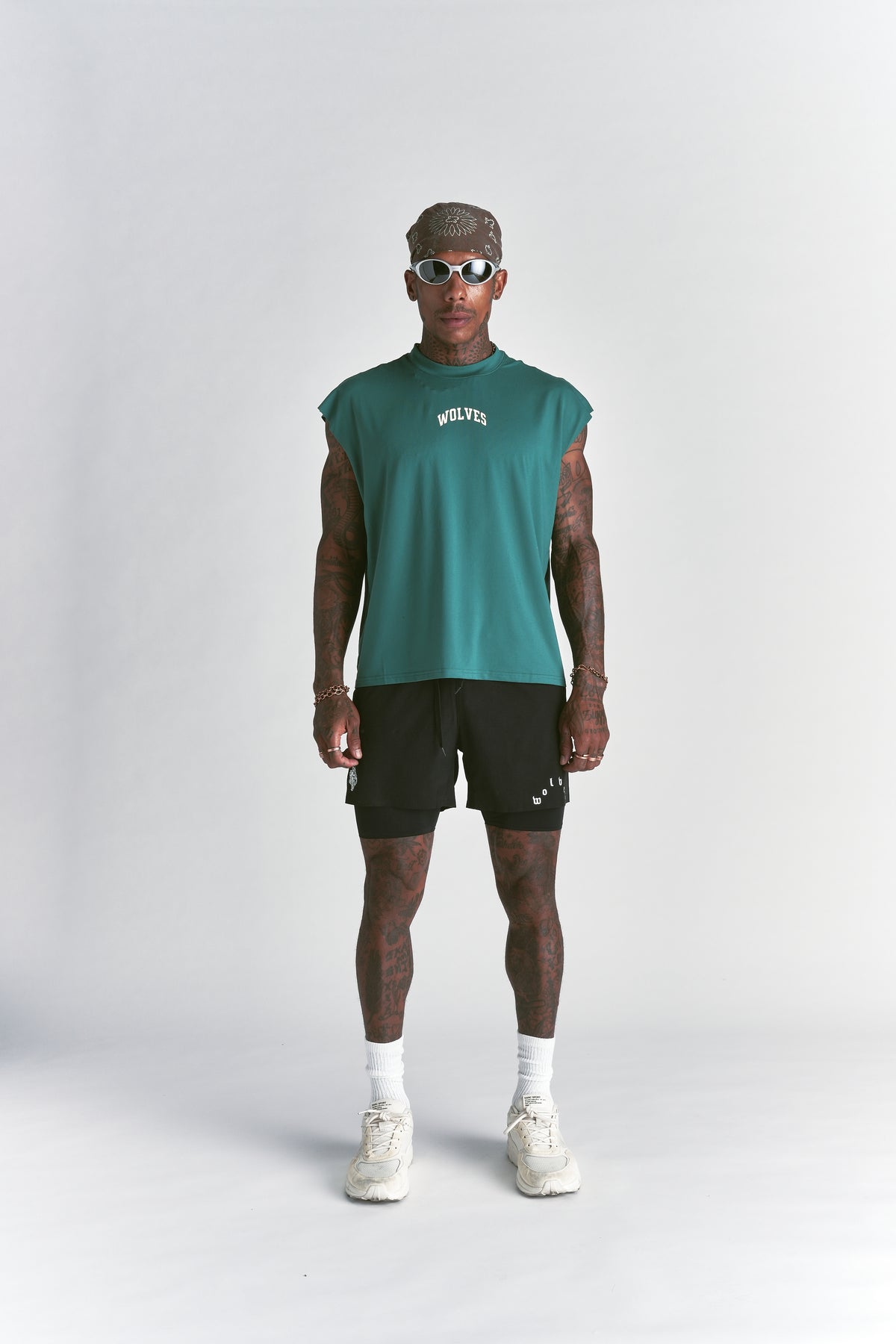 Loyalty Forever "Dry Wolf" Cropped Muscle Tee in Sierra Pine