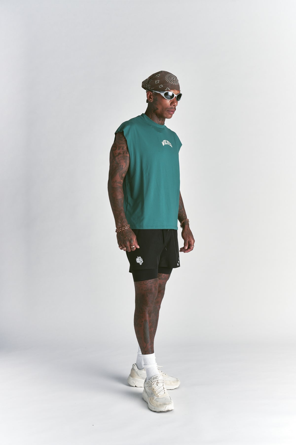 Loyalty Forever "Dry Wolf" Cropped Muscle Tee in Sierra Pine