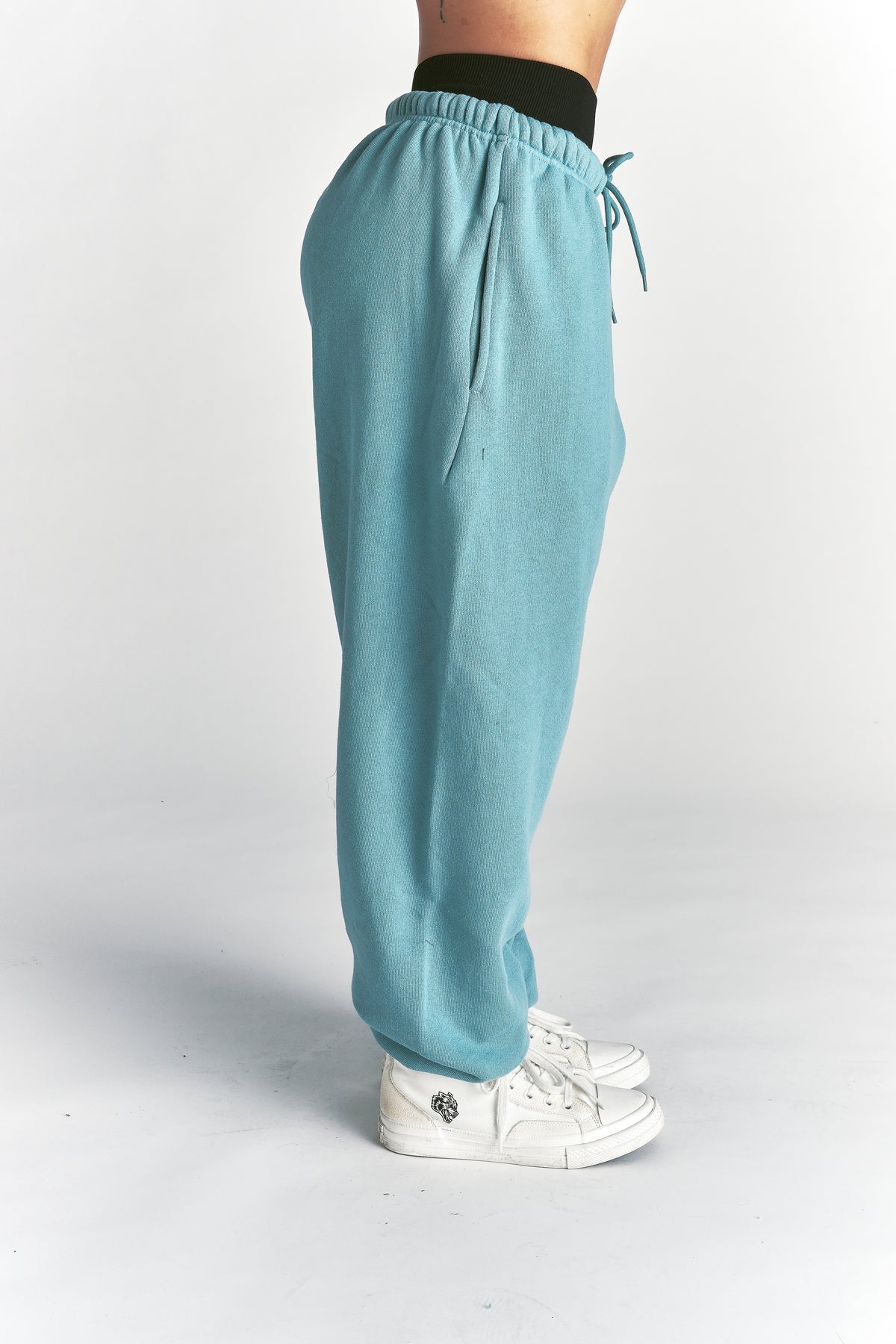Cursive Wolves Premium Lounger Sweat Pants in Dusty Turquoise
