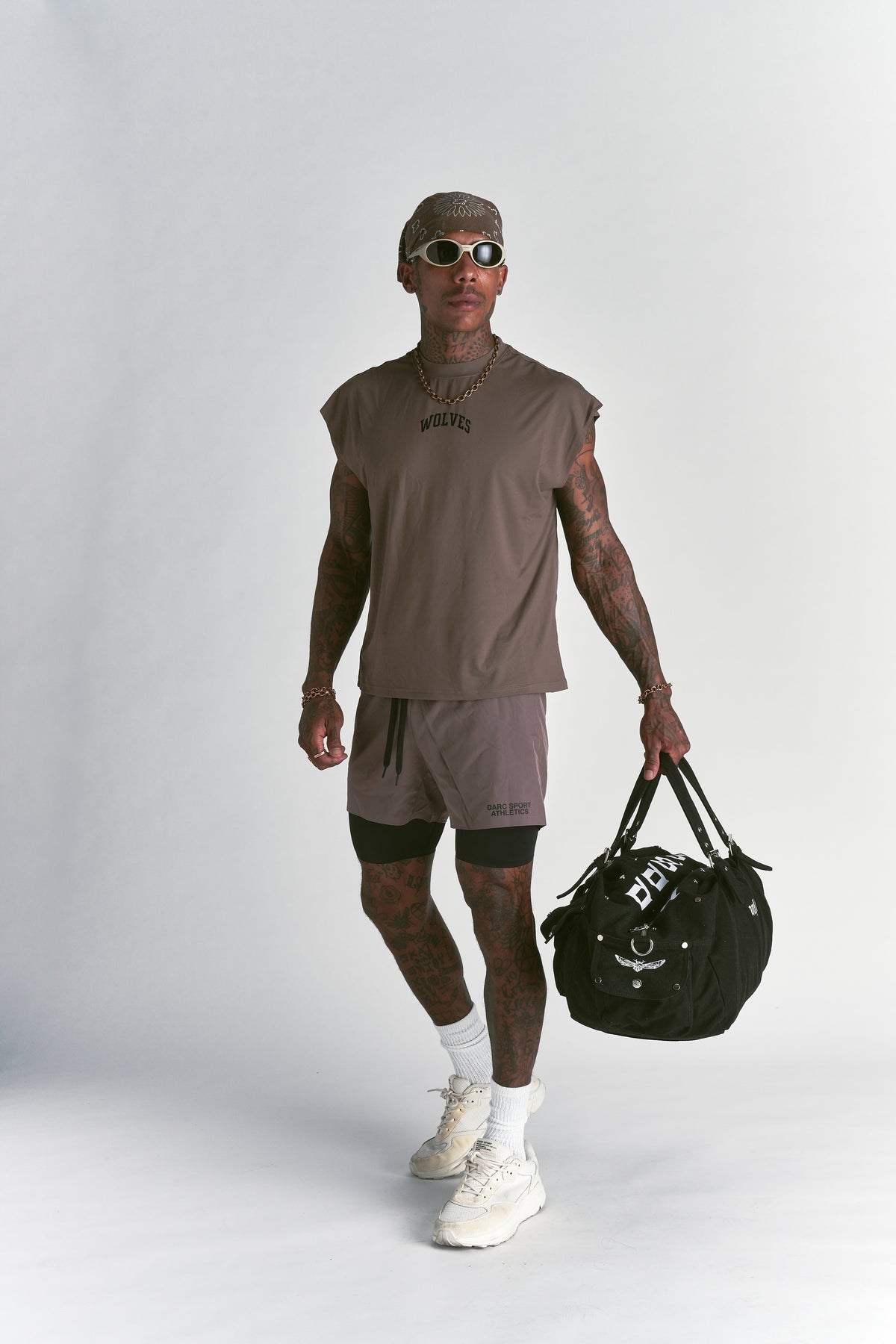 Loyalty Forever "Dry Wolf" Cropped Muscle Tee in Mojave Brown