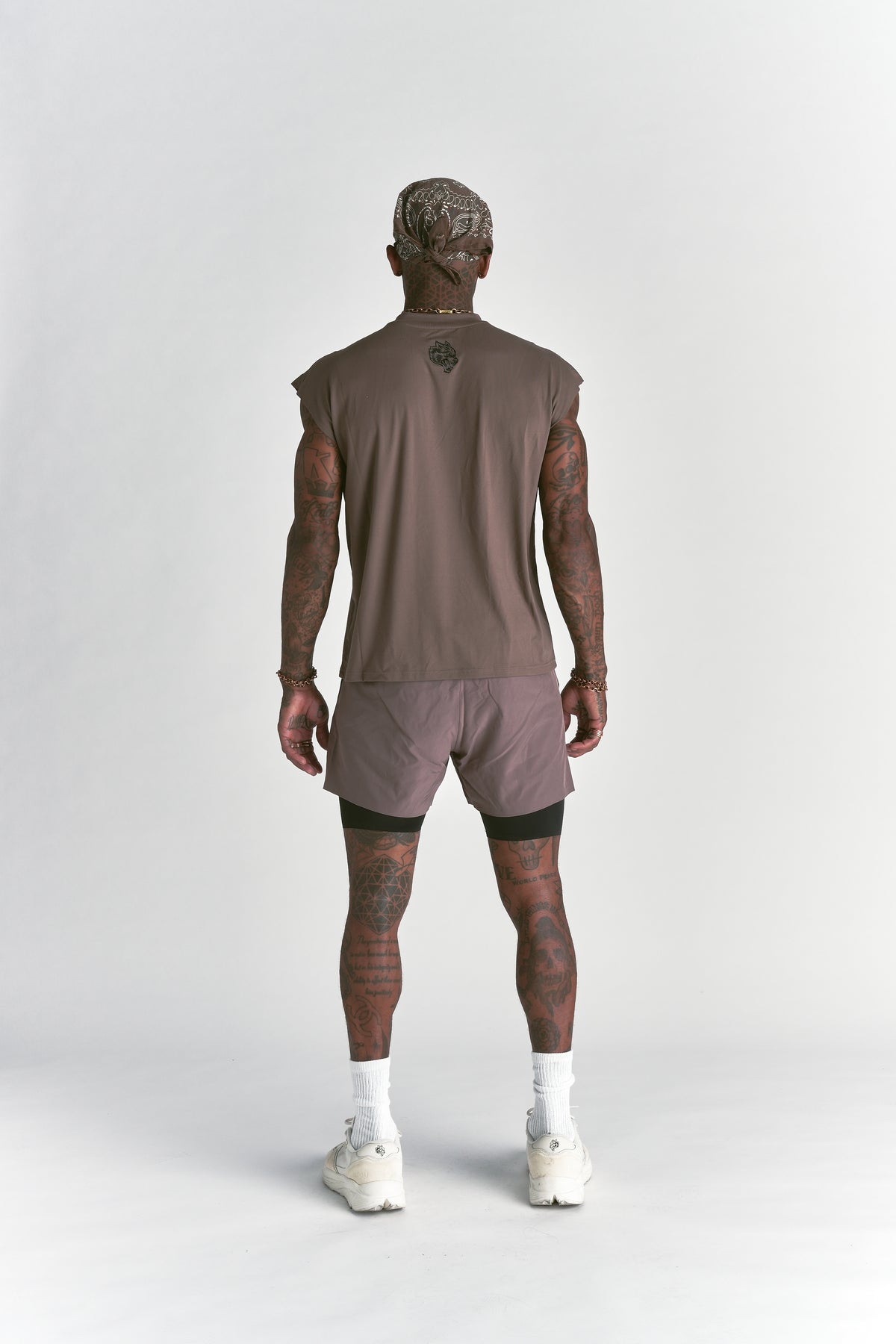 Loyalty Forever "Dry Wolf" Cropped Muscle Tee in Mojave Brown