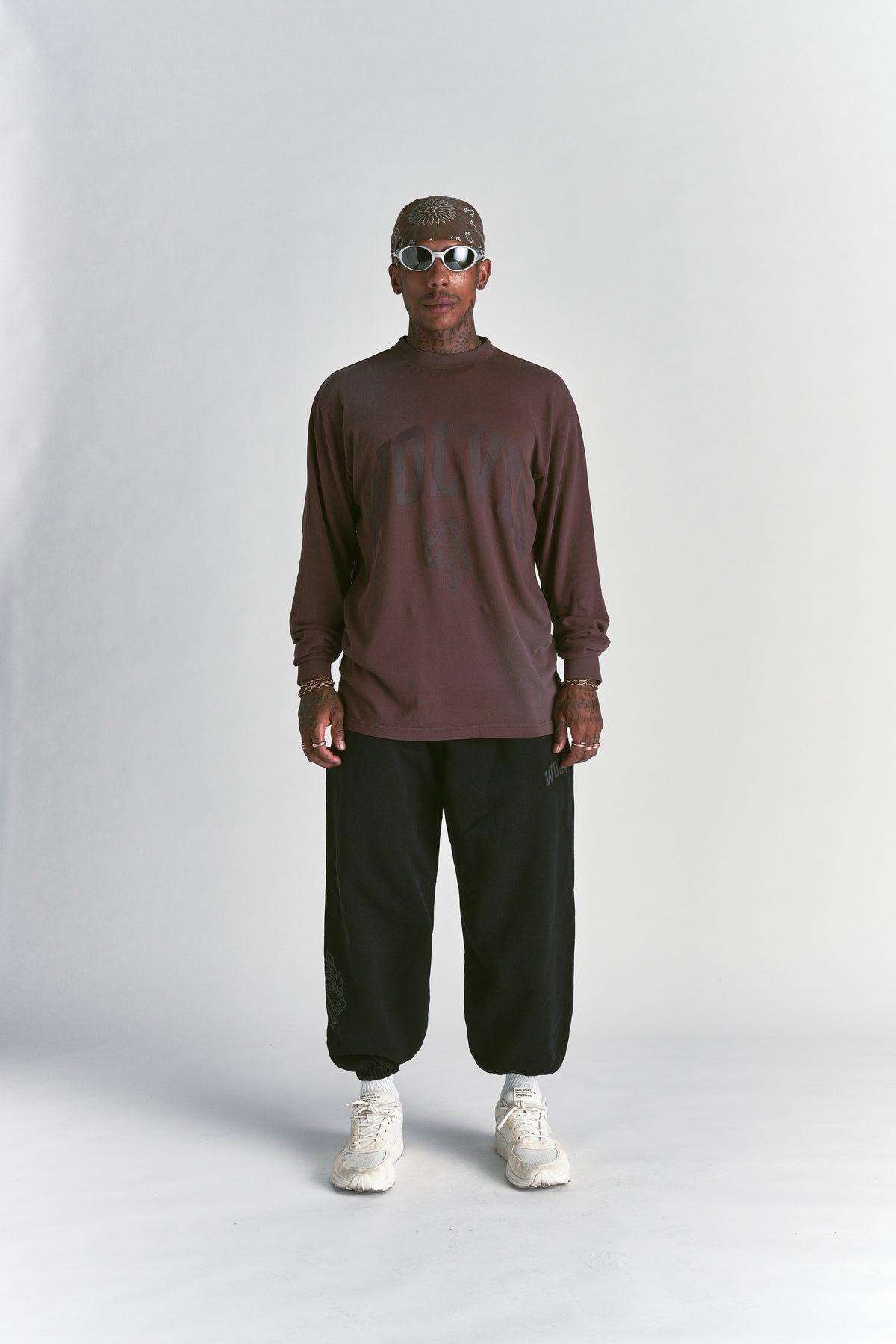 Wolves Worldwide "Premium" Oversized LS Tee in Ironwood Sun Fade